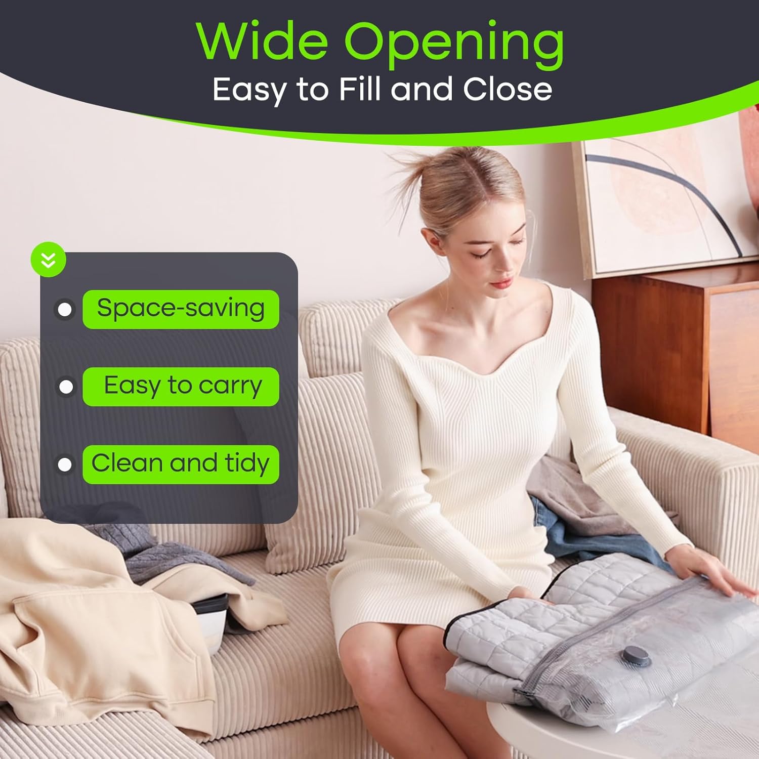 Thumbnail 6 de Vacbird Vacuum Storage Bags (9-pack) with Electric Air Pump, Double Zip & Airtight Valve