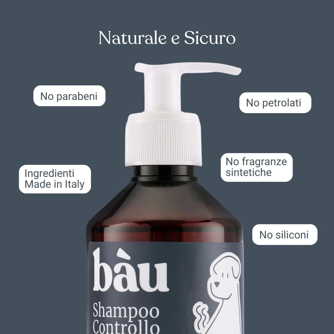Detalle 2 de Bau Shampoo Cane Controllo Odori con Bardana, Aloe Vera e Pantenolo — Deodorante per Cani
