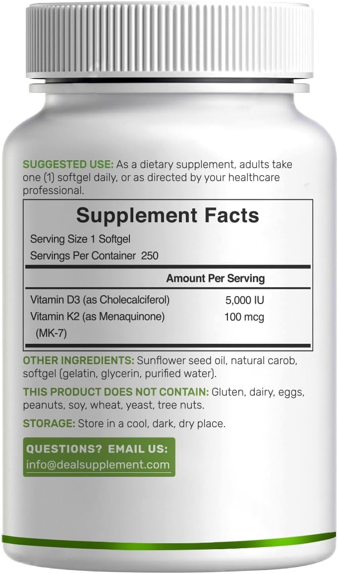 Detalle de DEAL SUPPLEMENT Vitamin D3 Softgels 5,000 IU