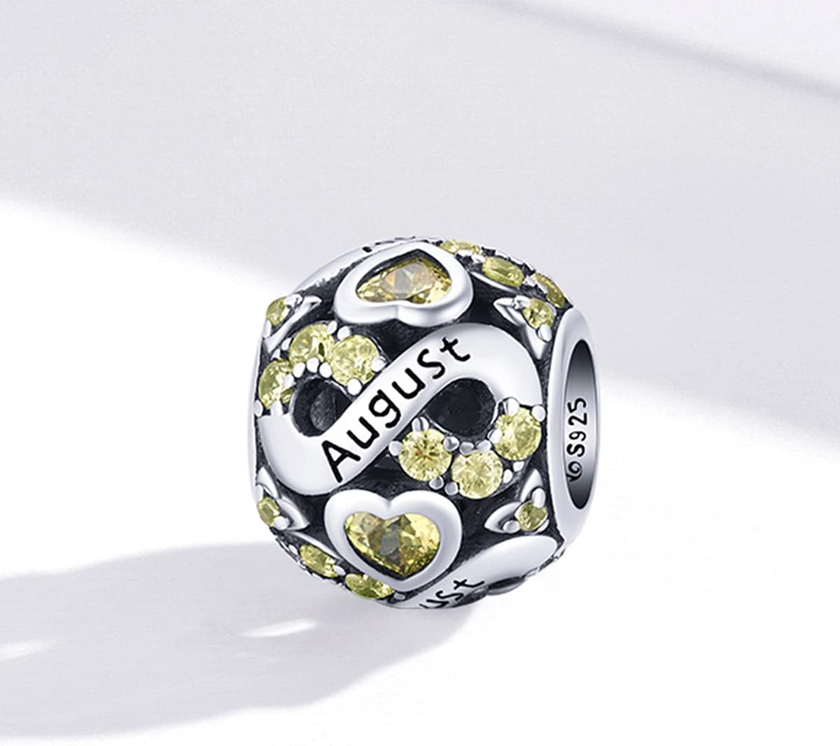 Detalle de ShiYu 925 Sterling Silber Geburtsstein Charms Anhänger (August) für Pandora-Style Charm-Armband