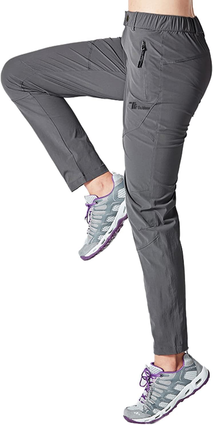 Detalle de YSENTO Damen-Wanderhose wasserdicht, schnelltrocknend & Stretch – Outdoorhose mit Reißverschlusstaschen
