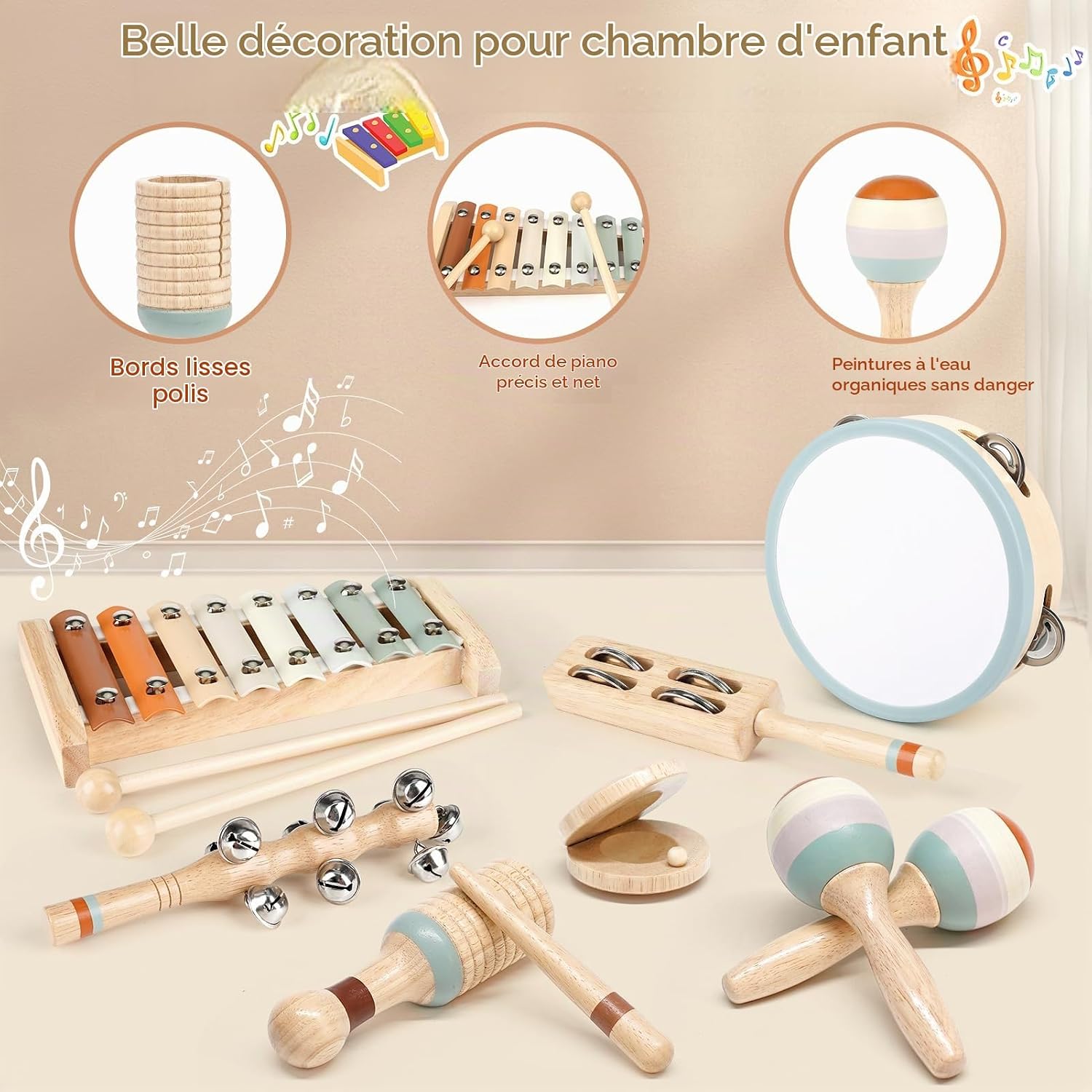 Thumbnail 4 de Joyreal MX057 houten percussieset voor kinderen met xylofoon en maracas