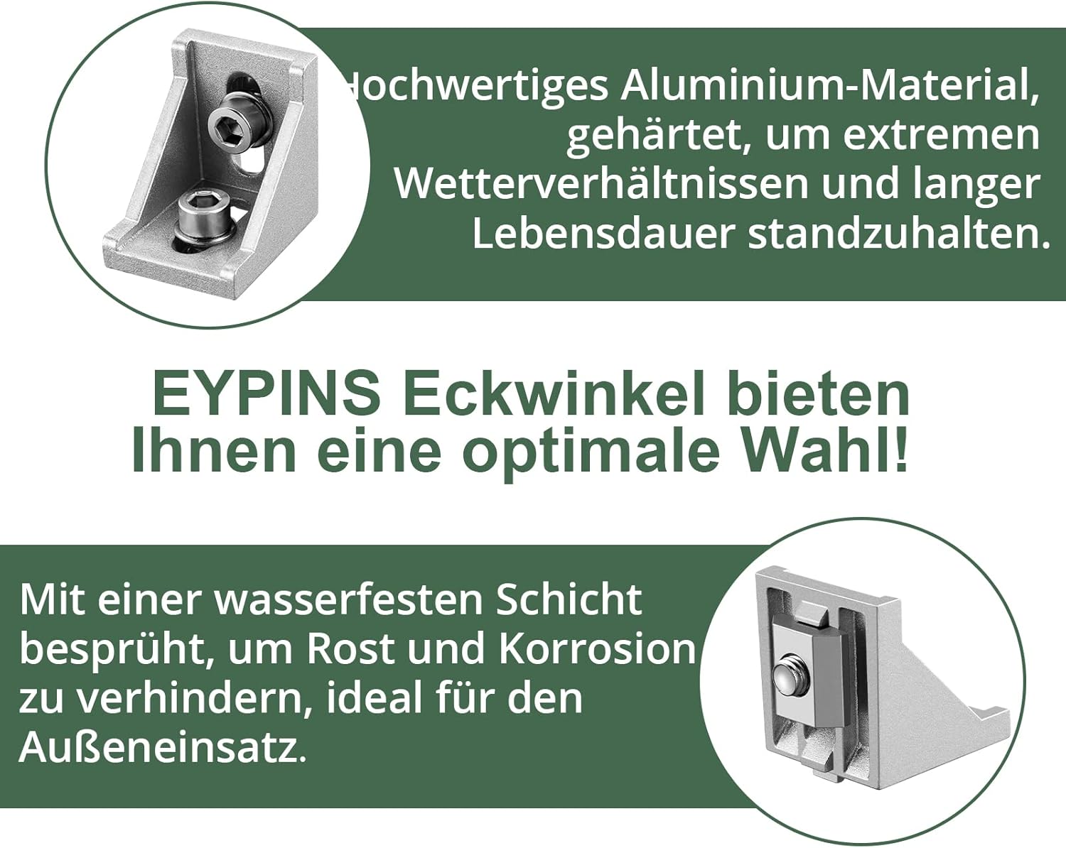 Thumbnail 3 de EYPINS Befestigungsmaterial Winkel 30x30 – 10 Stück, 90° Eckwinkel aus Aluminium mit Nut 8, wasserdicht & rostfrei, inkl. Edelstahl-Befestigungssatz