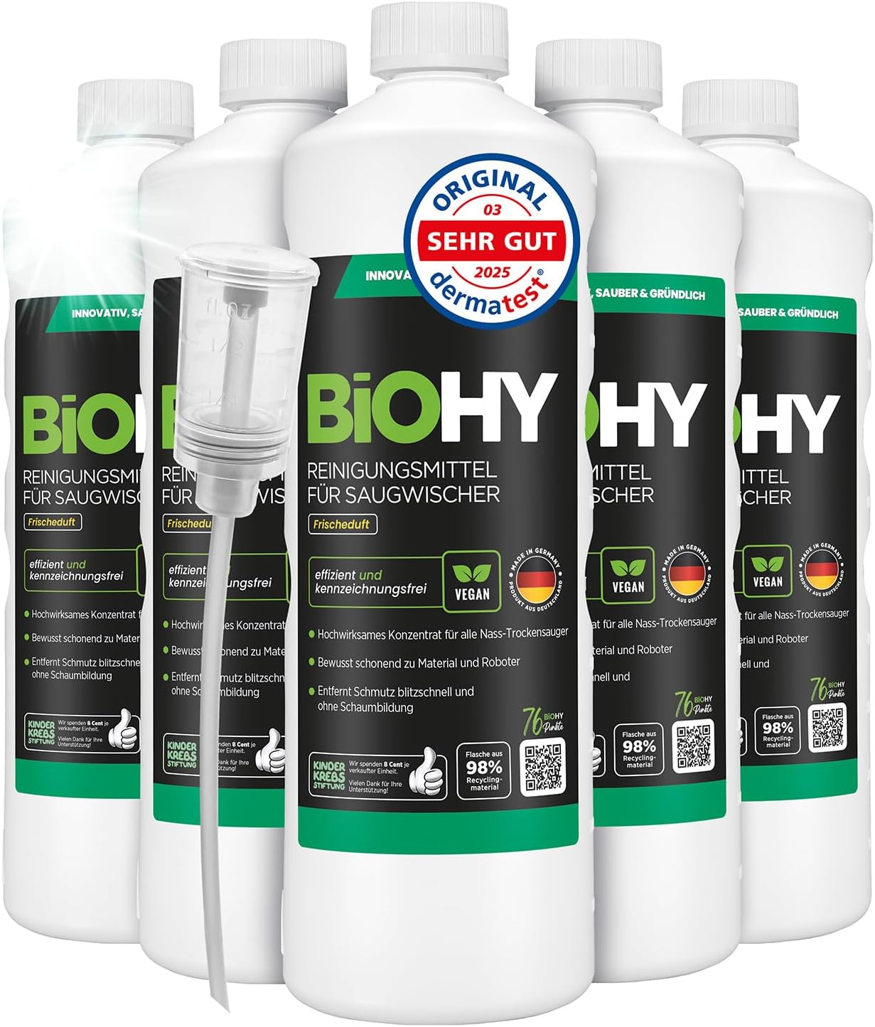 Detalle de BIOHY koncentrerat rengöringsmedel för golvtvätt, 6 x 1 liter, 1:200