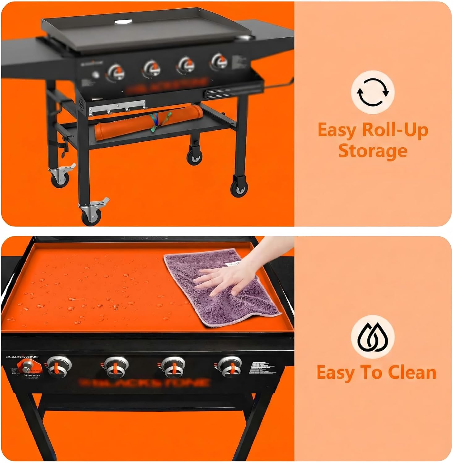 Detalle de BANGIE FWAP28 28-Inch Silicone Griddle Mat for Blackstone, Full-Wrap Cover