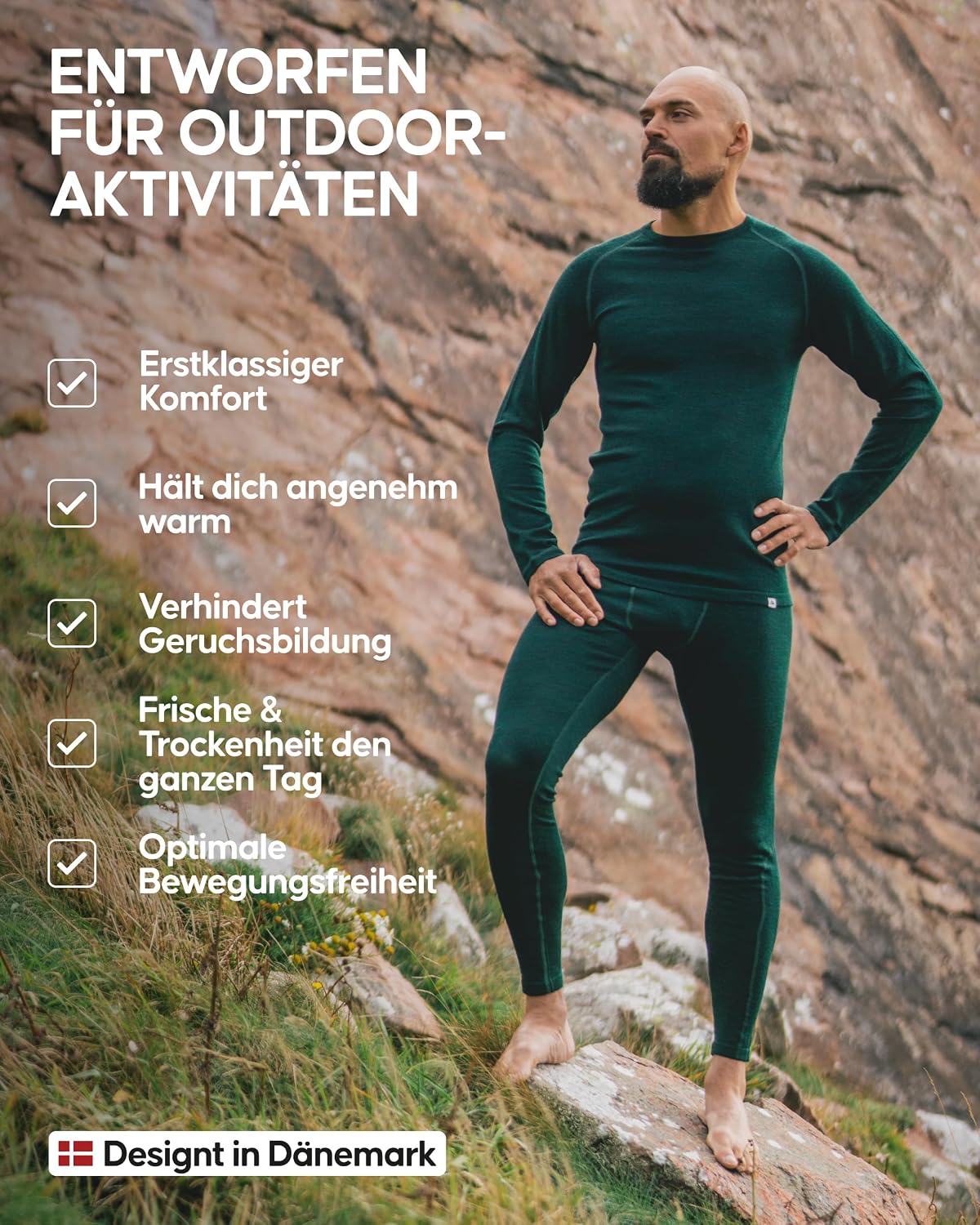 Detalle de DANISH ENDURANCE Merino Thermounterwäsche 180