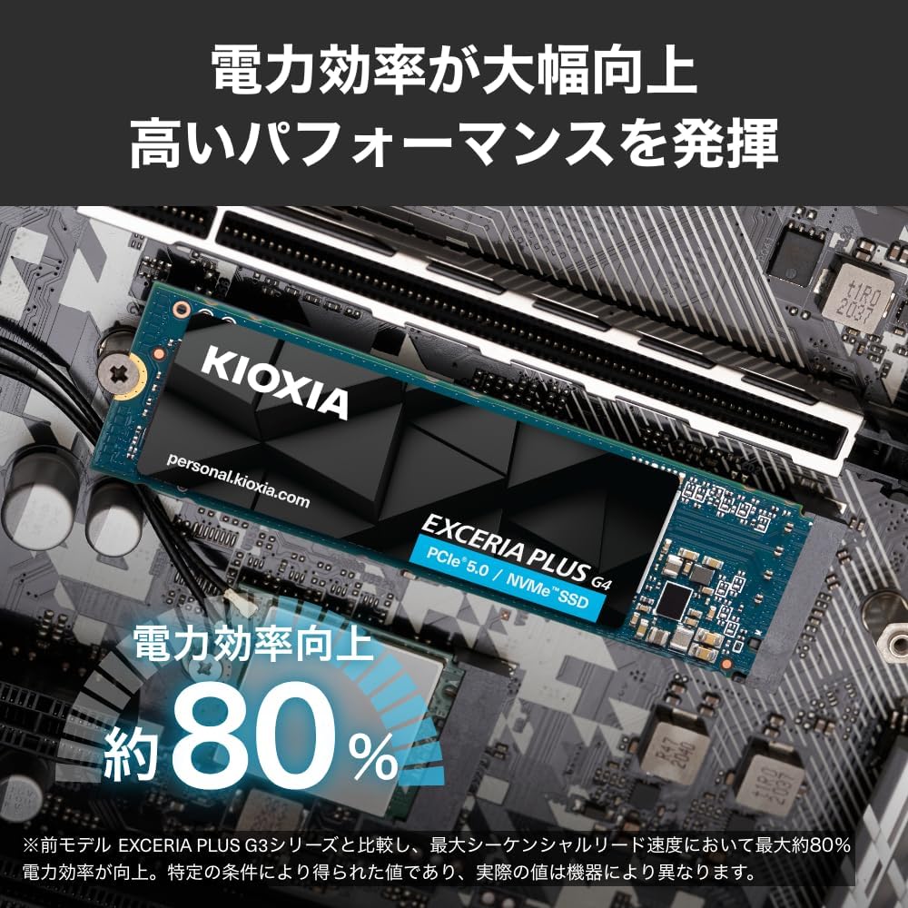 Detalle de KIOXIA EXCERIA PLUS G4 SSD-CK2.0N5PLG4R 内蔵SSD 2TB M.2 2280・PCIe 5.0