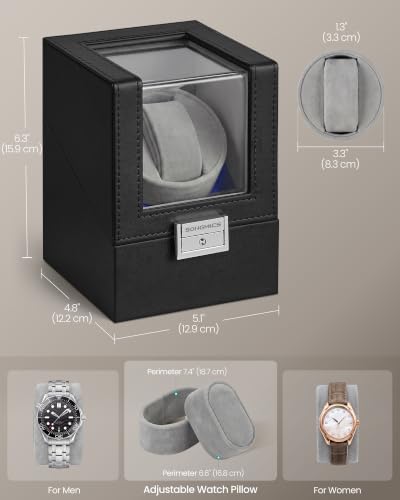 Detalle de SONGMICS Automatic Watch Winder Box with Quiet Motor, Lock and LED Light