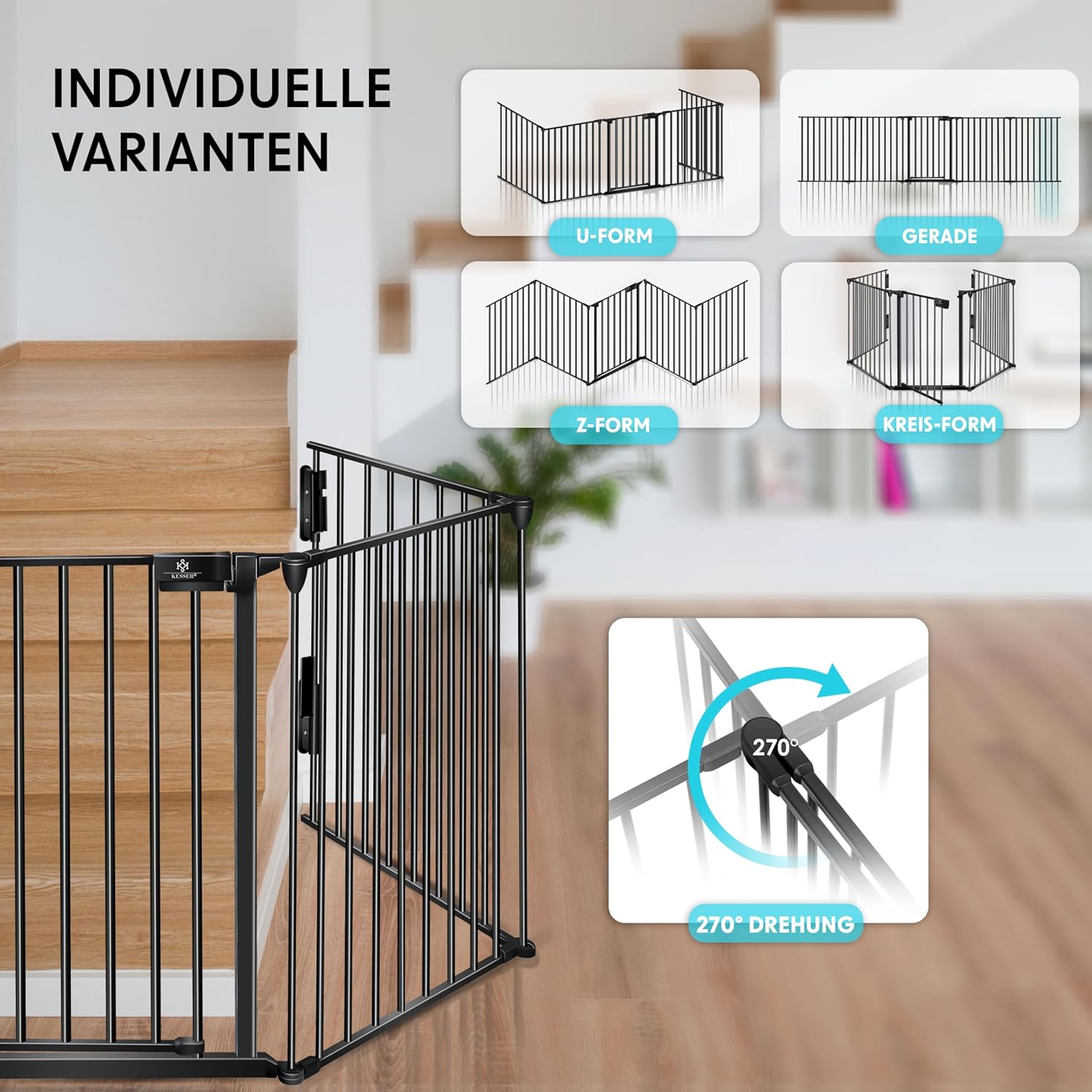 Detalle de KESSER Kaminschutzgitter mit Tür 305 cm