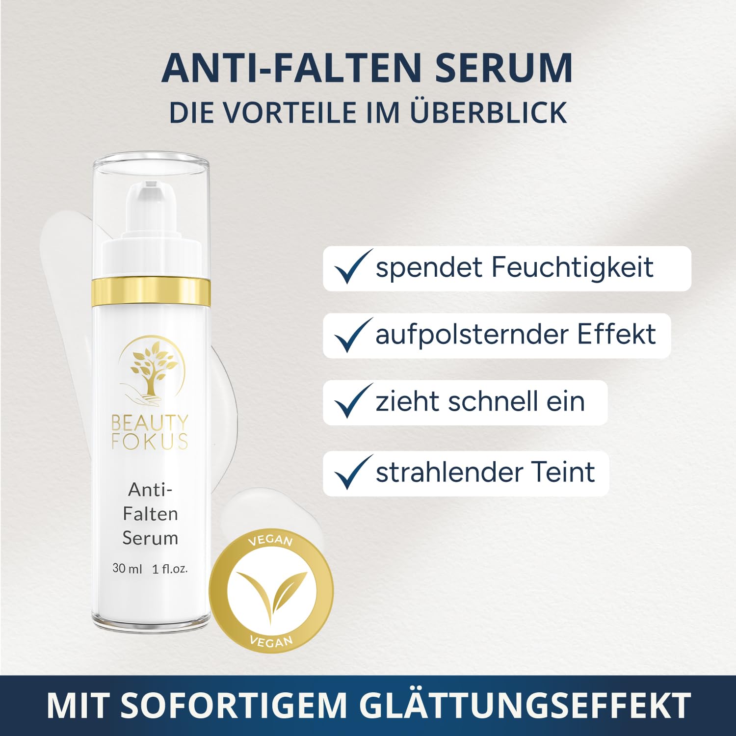 Thumbnail 1 de BeautyFokus Anti-Falten Serum – vegane Anti-Aging Pflege mit Hyaluronsäure, 30 ml, in Deutschland produziert