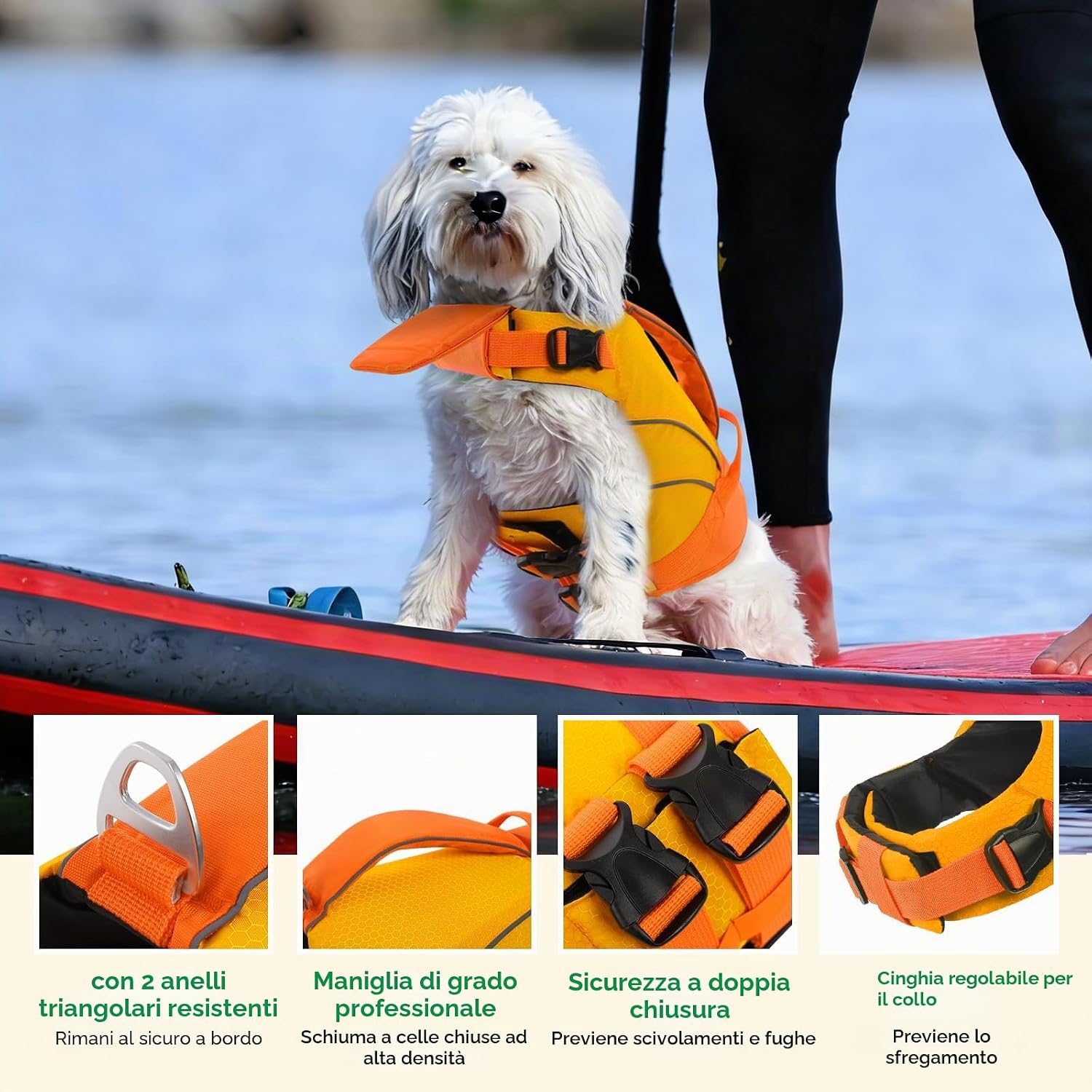 Detalle 2 de KONVINIT Giubbotto di Salvataggio per Cani Taglia Media: galleggiamento rinforzato e visibilità