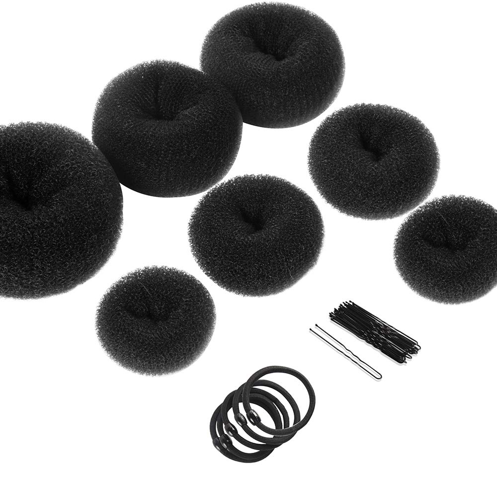 Detalle de Teenitor Hair Styling Kit (Black): 5 Bands, 20 Bobby Pins, 7 Donut Bun Makers