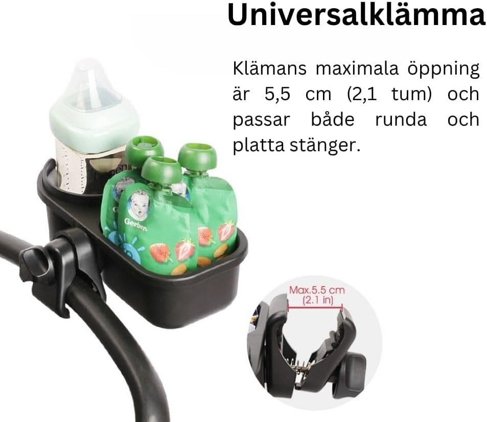 Detalle 2 de LUFFCABO universell snacksbricka för barnvagn med mugghållare i grå ABS