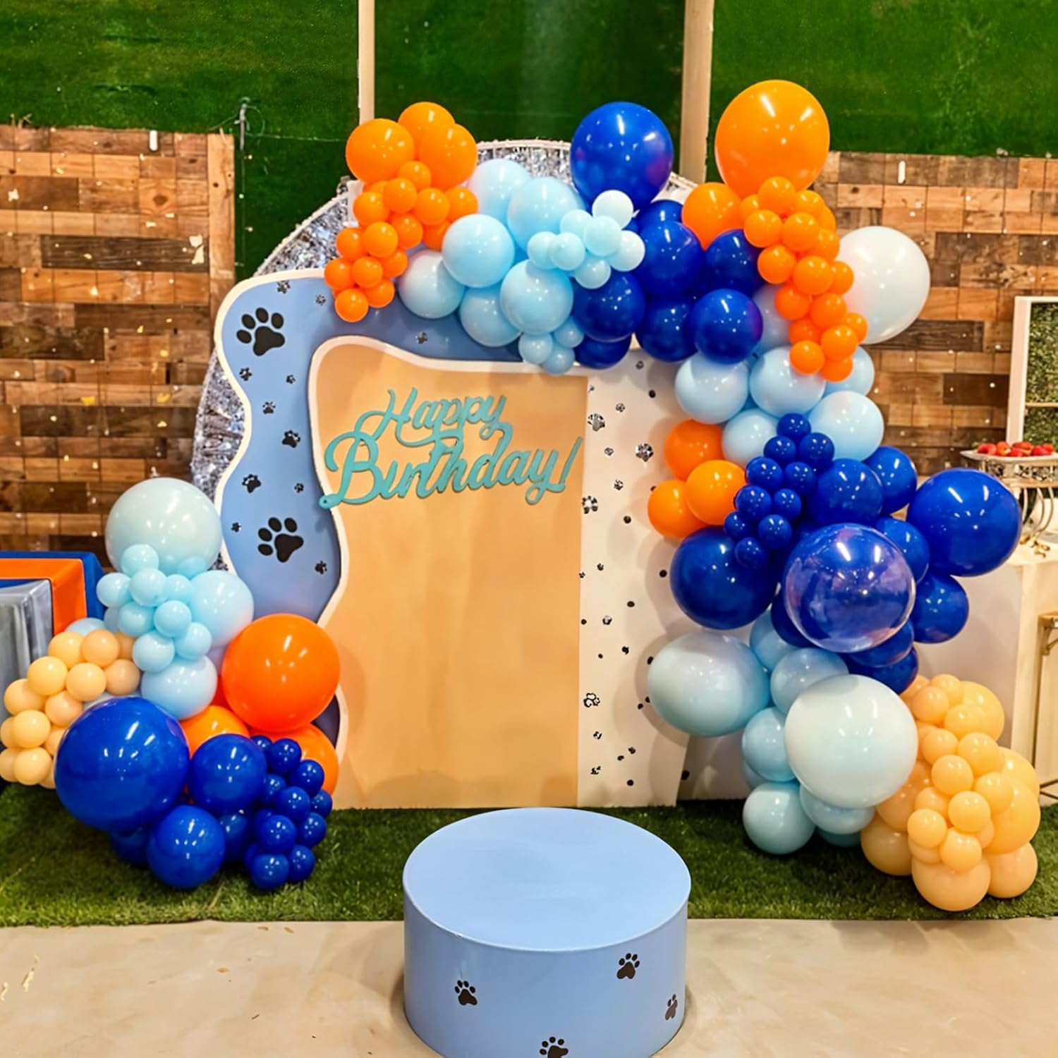 Detalle de HILAVO 60-Pack Blue and Orange Balloons – 12 Inch Confetti & Matte Balloons for Space Theme Parties