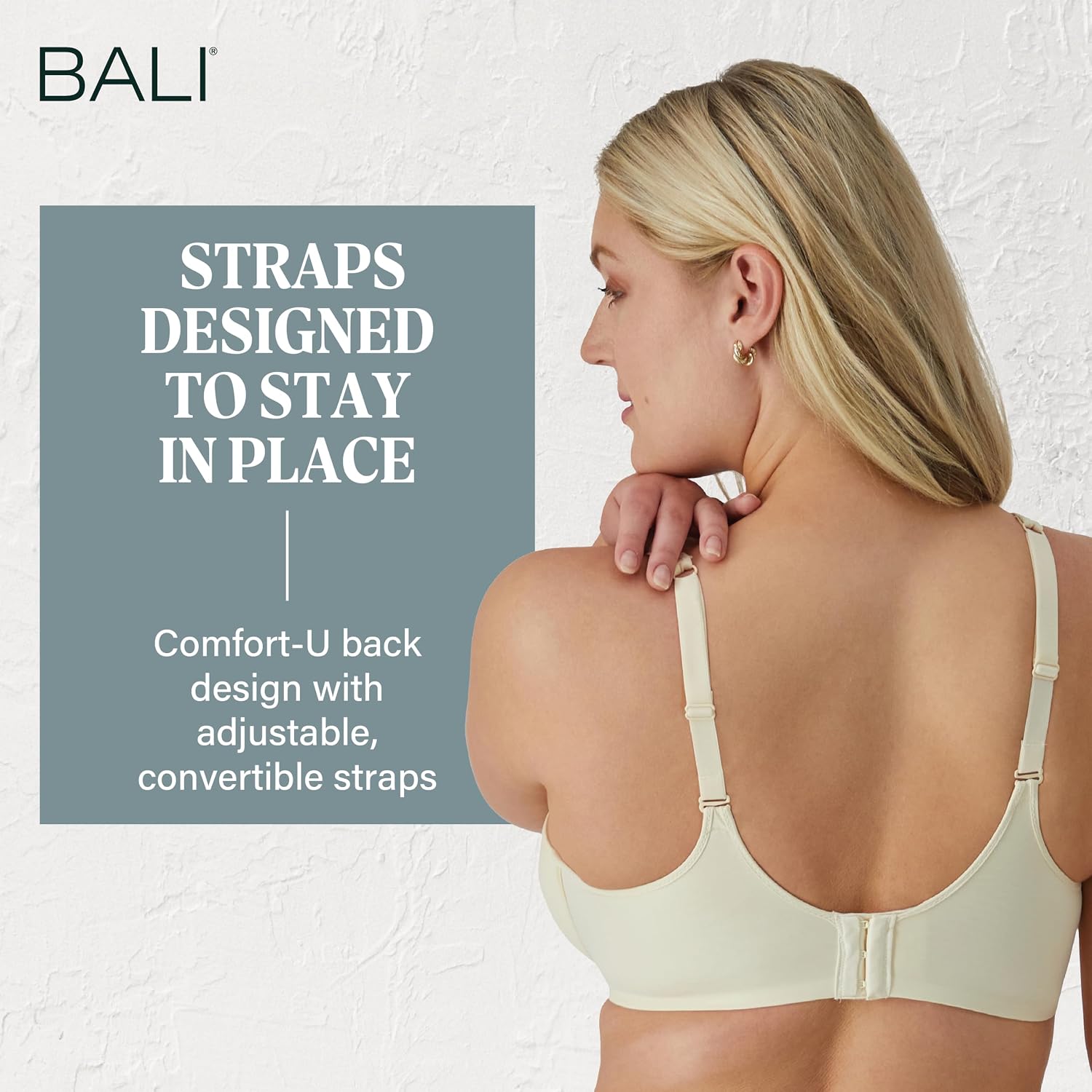 Detalle 2 de Bali Women’s Seamless Underwire Bra with Convertible Straps (Ultra Light), One Smooth U