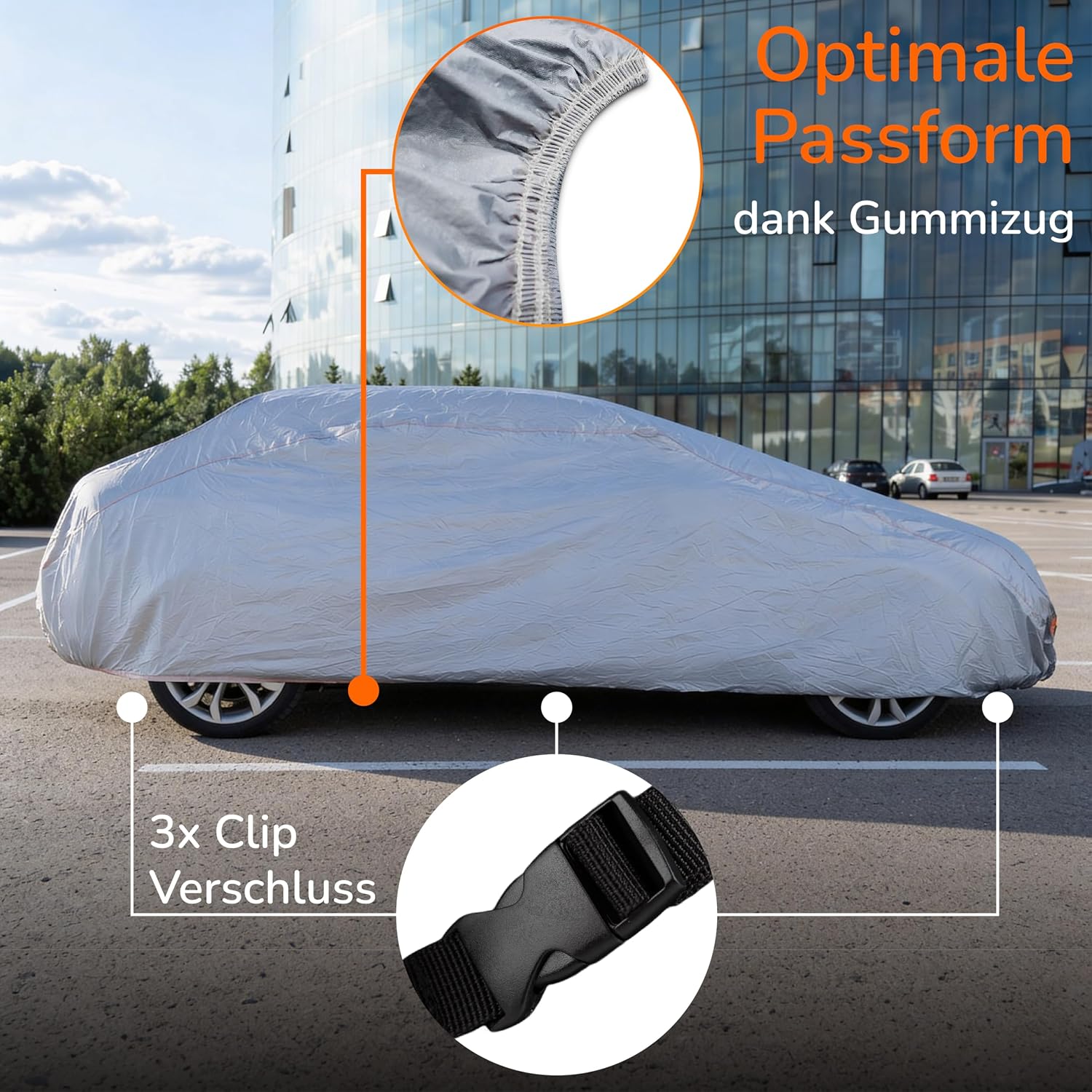 Detalle de Upgrade4cars Autoabdeckung Outdoor Vollgarage wasserdicht 2026 – Universal für Pkw (M, 440x180x120 cm)
