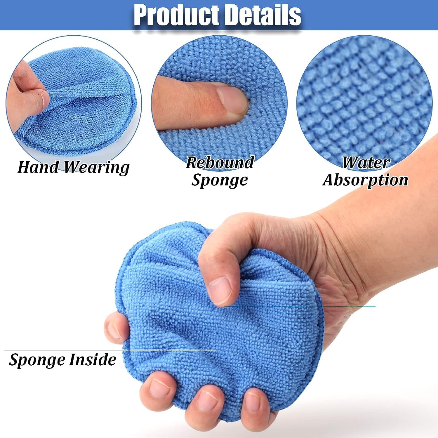 Detalle 1 de FONAROLL Microfiber Wax Applicator Pads 5 inch