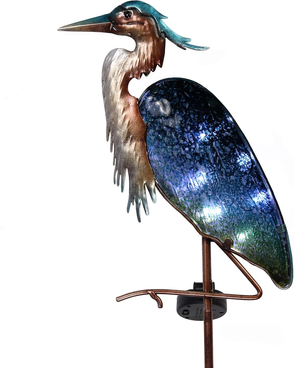 Detalle de TERESA'S COLLECTIONS Large Glass Blue Heron Solar Garden Light
