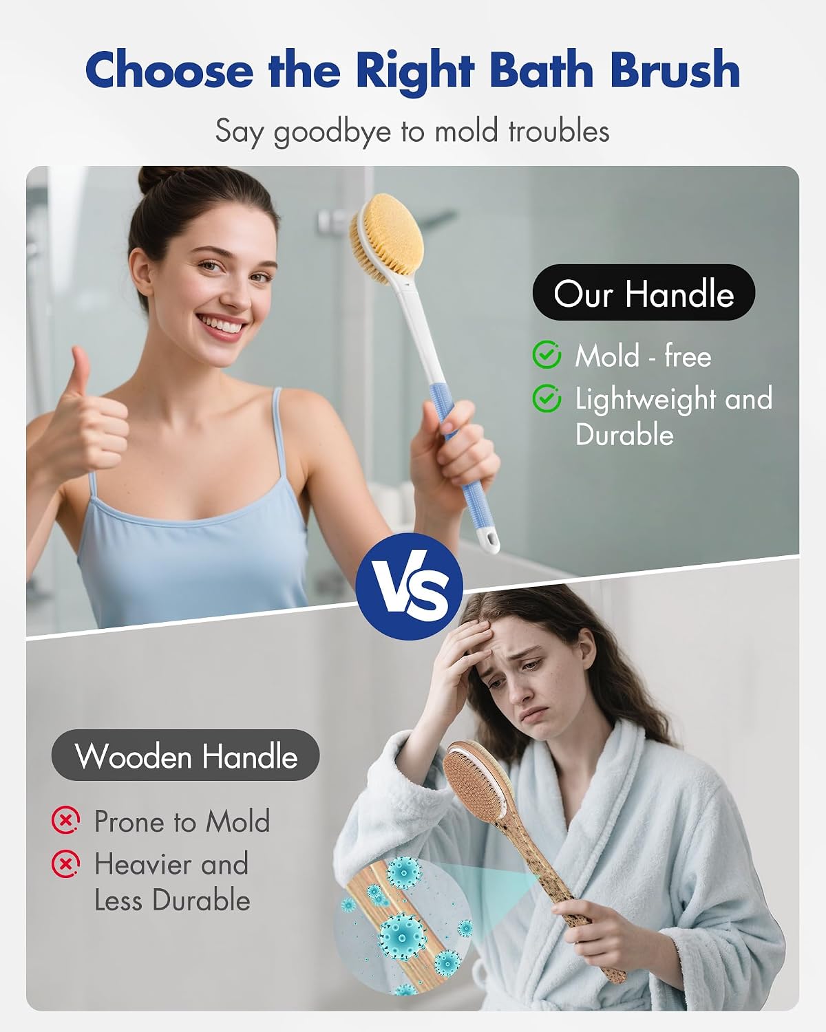 Thumbnail 4 de Back Scrubber Long Handle 2‑bristle Bath Brush