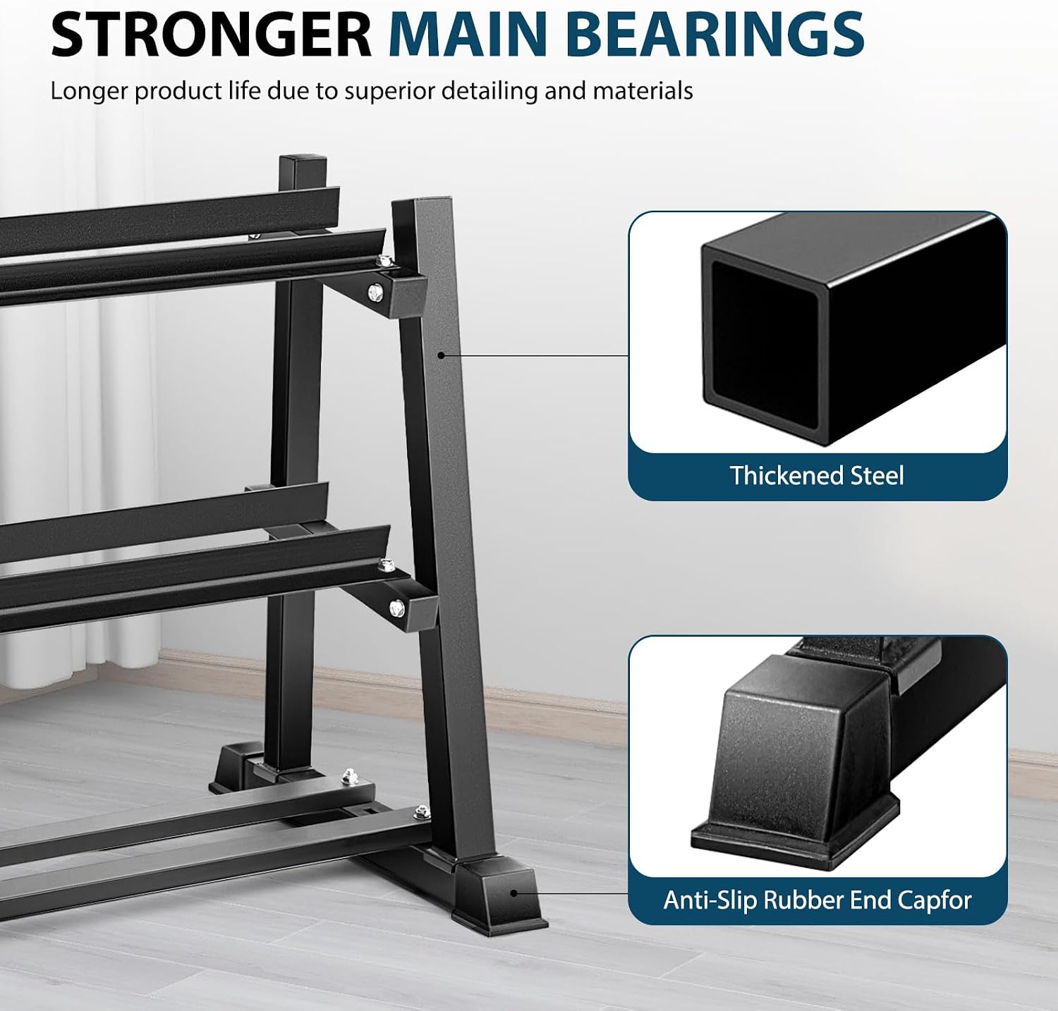 Detalle de Bongkim 3-Tier Dumbbell Rack, Adjustable Alloy Steel Storage Stand