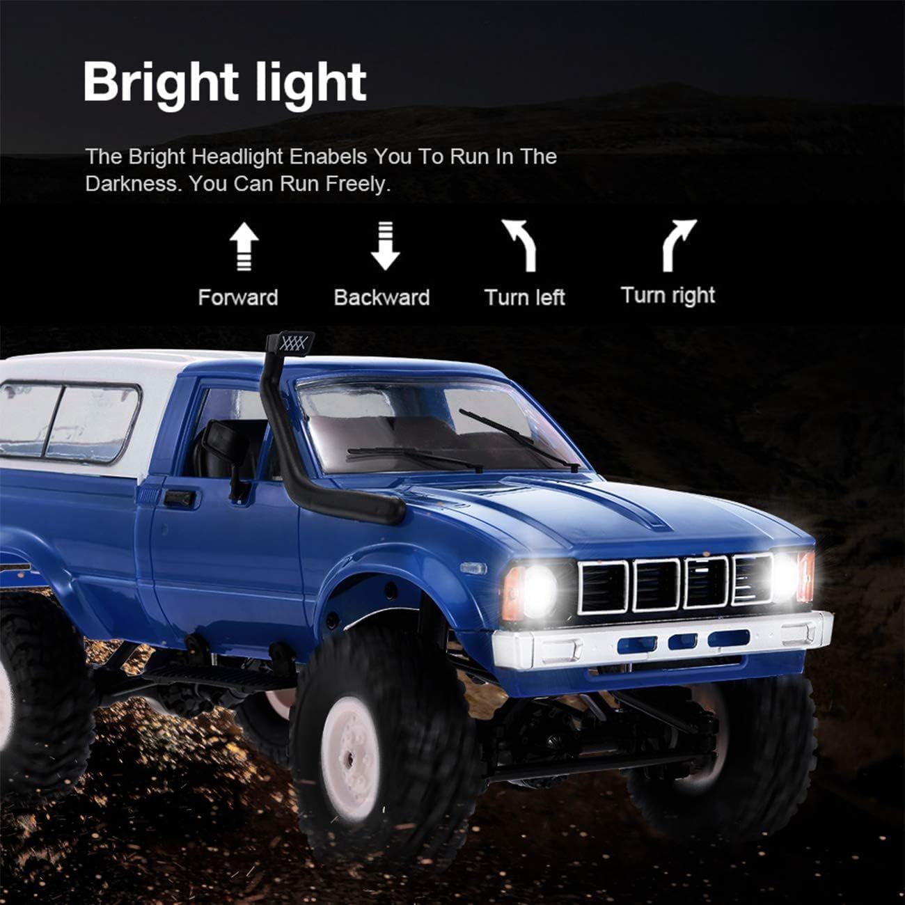 Detalle de Apawband WPL C24 1/16 RC 4x4 Rock Crawler Truck RTR (2.4GHz, Proportional Steering, LED Lights)