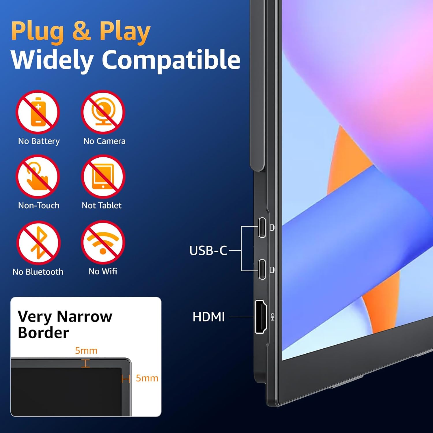 Thumbnail 4 de Upperizon 18.5-inch Portable Monitor (FHD) with 100Hz IPS, 125% sRGB, USB-C & HDMI