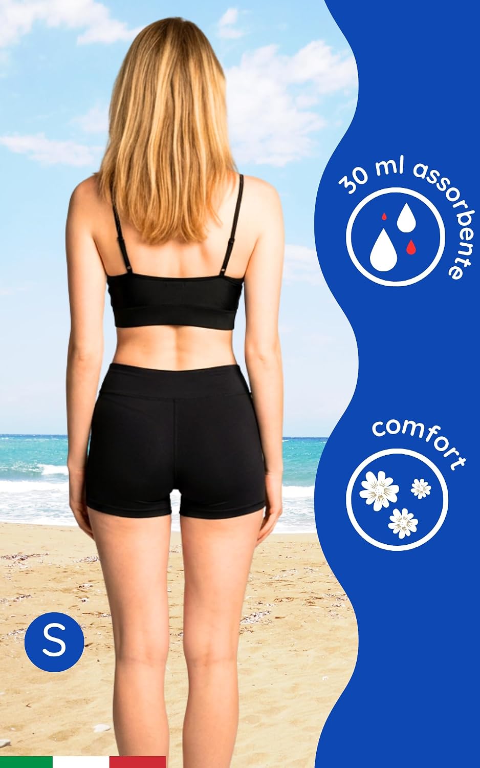 Detalle 2 de NoBlood - Costume da Bagno Mestruale Boxer, Vita Alta, XXS-XXL