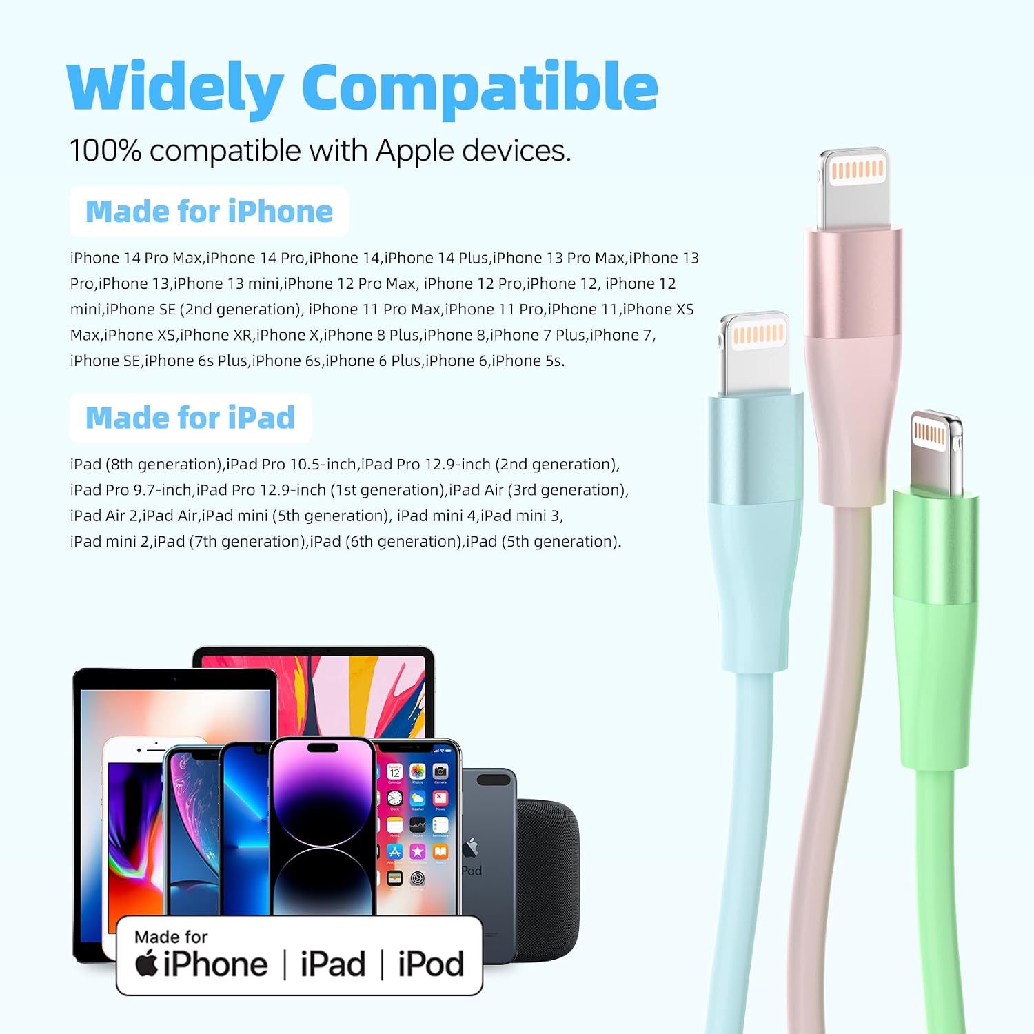 Thumbnail 6 de Apple iPhone Charger 3-Pack 10 ft Lightning Cable