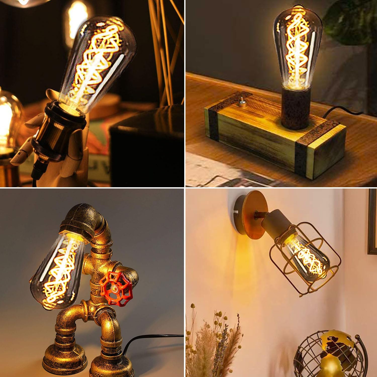 Thumbnail 6 de HUSTUNG Edison Vintage Glühbirne E27 LED 4W Dimmbar ST64 – Rauchgraues Glas, Warmweiß 2400K, 2 Stück