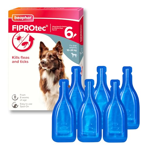Detalle de Beaphar FIPROtec Spot-On for Medium Dogs (10–20 kg) – 6 Pipettes