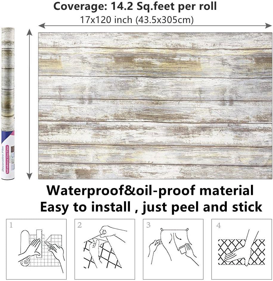 Thumbnail 6 de Arthome WALL DECOR SWP200-8 självhäftande vinylfilm med grå trälook