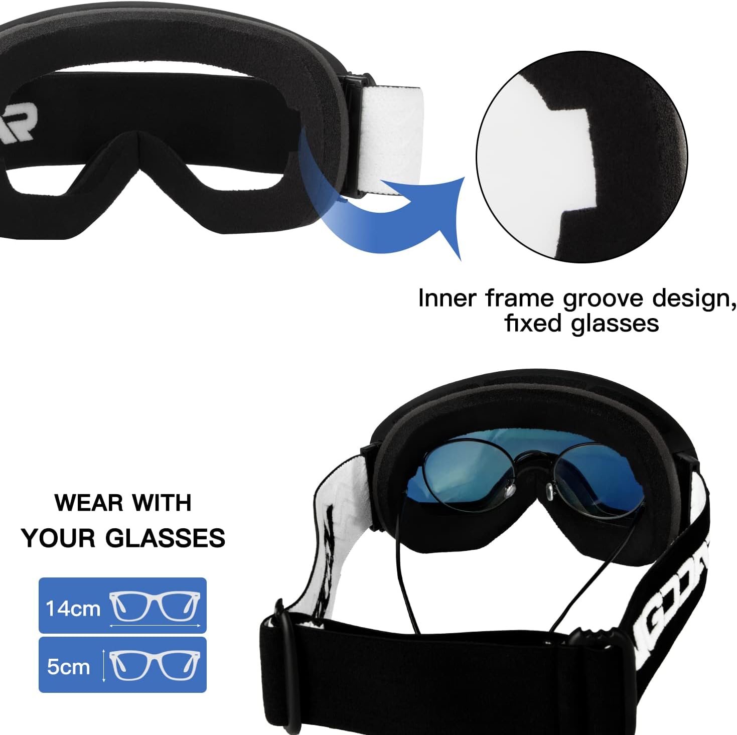 Detalle de Vgooar OTG Ski Goggles 14cm fit