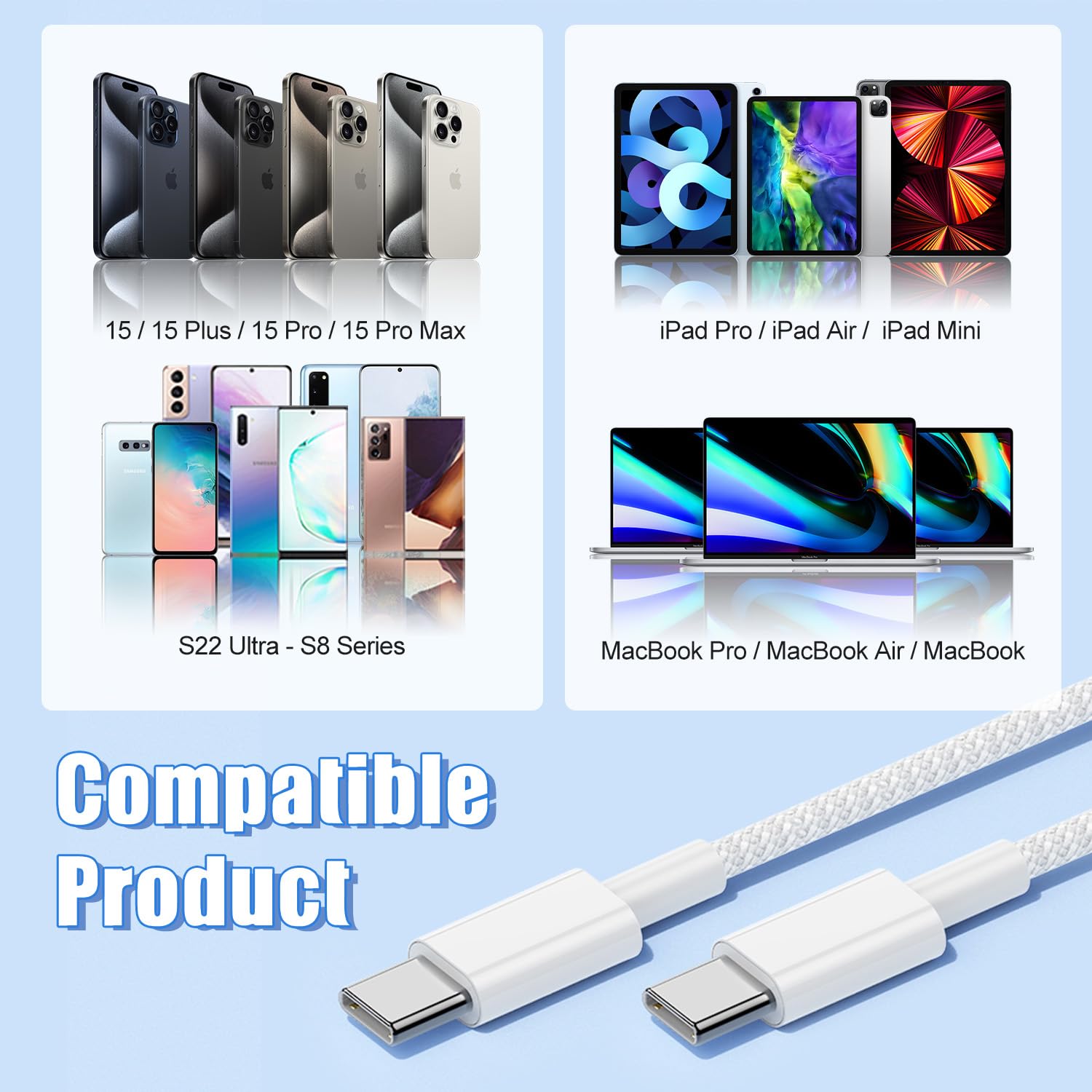 Thumbnail 5 de USB C to C Charger Cable 3M 60W, 2-pack