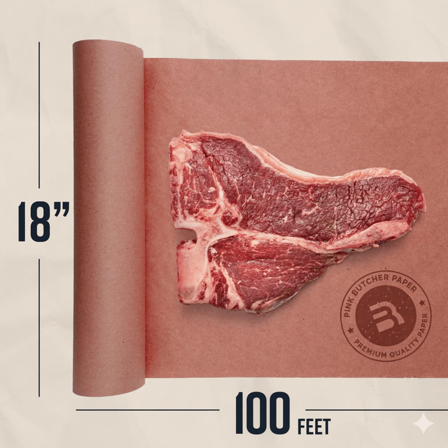 Detalle de Bryco Goods Pink Butcher Paper Roll, 18 Inch x 100 Feet, Food-Grade