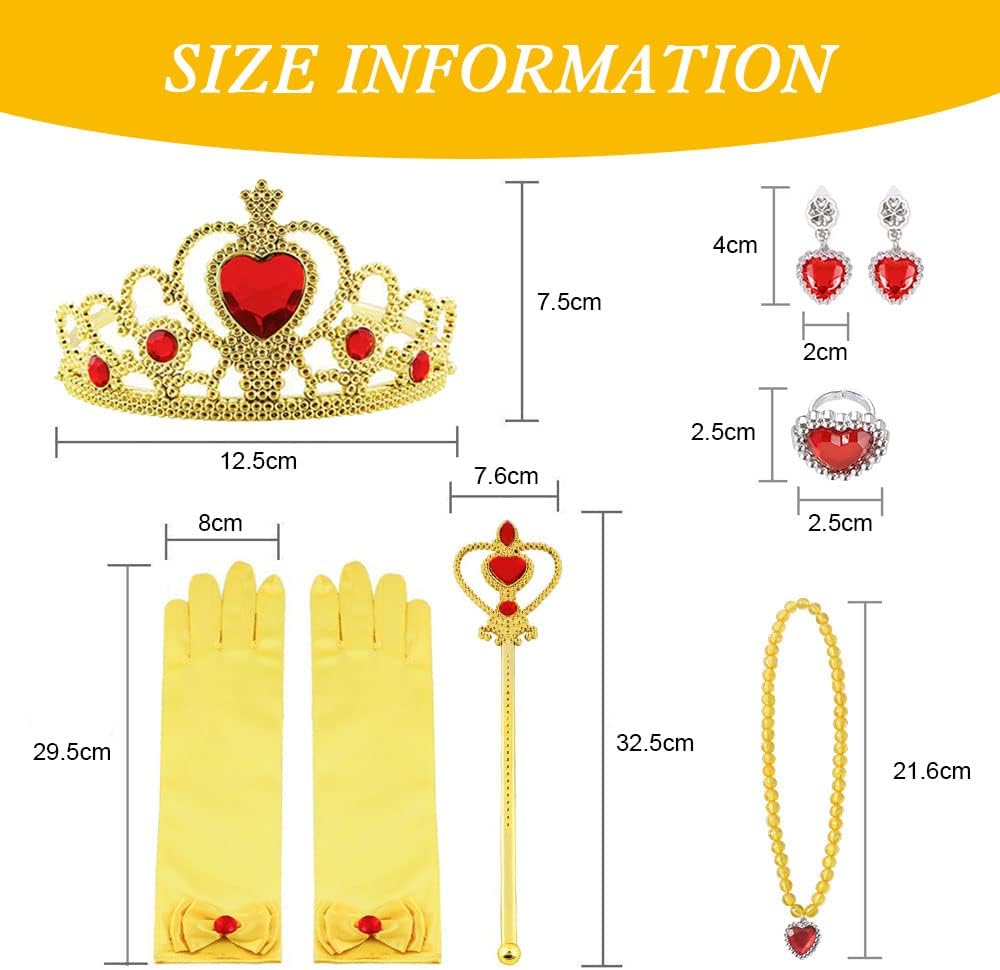 Thumbnail 4 de Vicloon Belle Costume – Costume Principessa Belle per Bambine con Corona, Bacchetta e Guanti