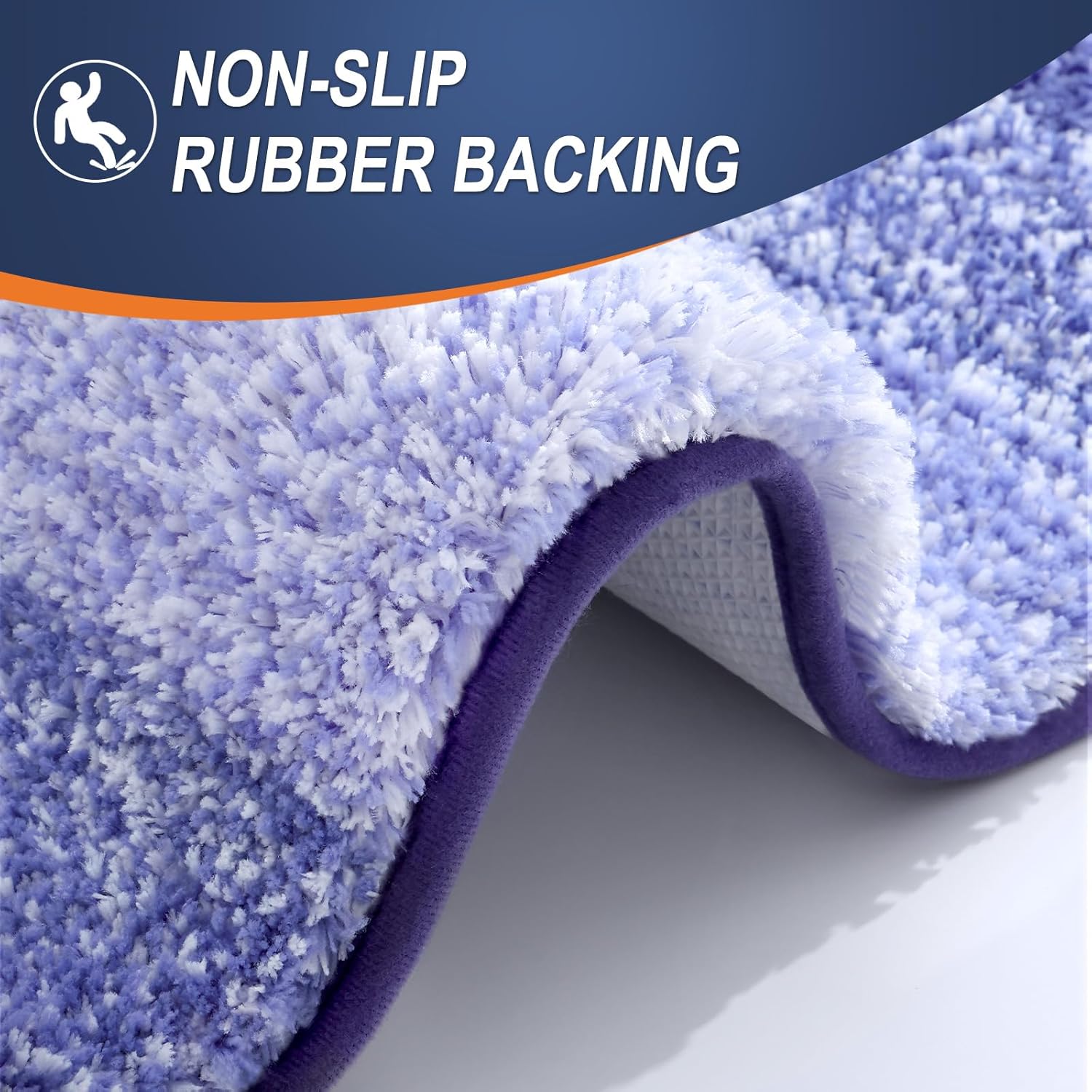 Thumbnail 3 de OLANLY 2-Piece Bathroom Rug Set: Soft Microfiber Bath Mats with Non-Slip TP Rubber Backing (Blue-Violet, 24"x16" and 24"x20")