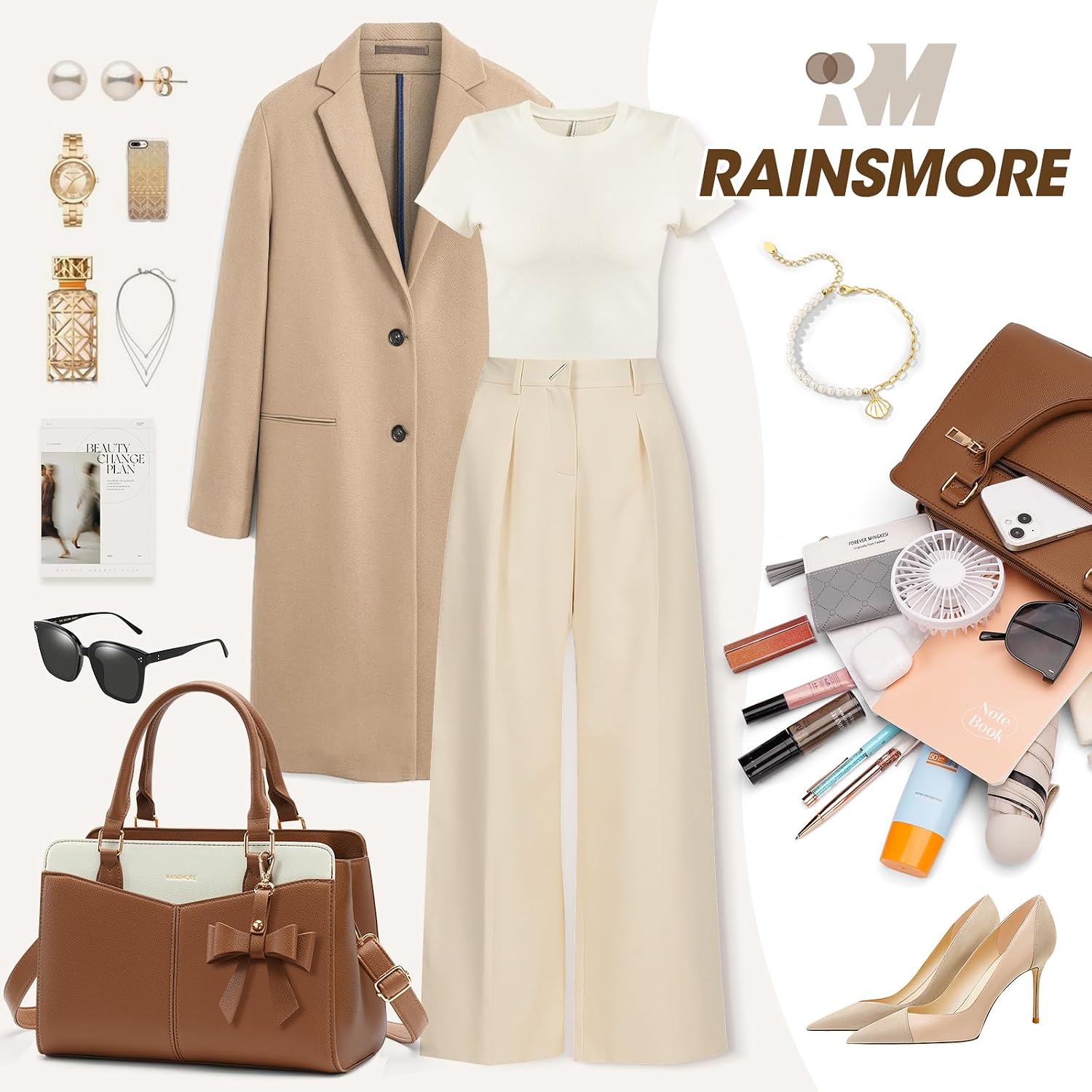 Thumbnail 6 de RAINSMORE PU leather designer handbag (top handle / shoulder / tote) for everyday essentials