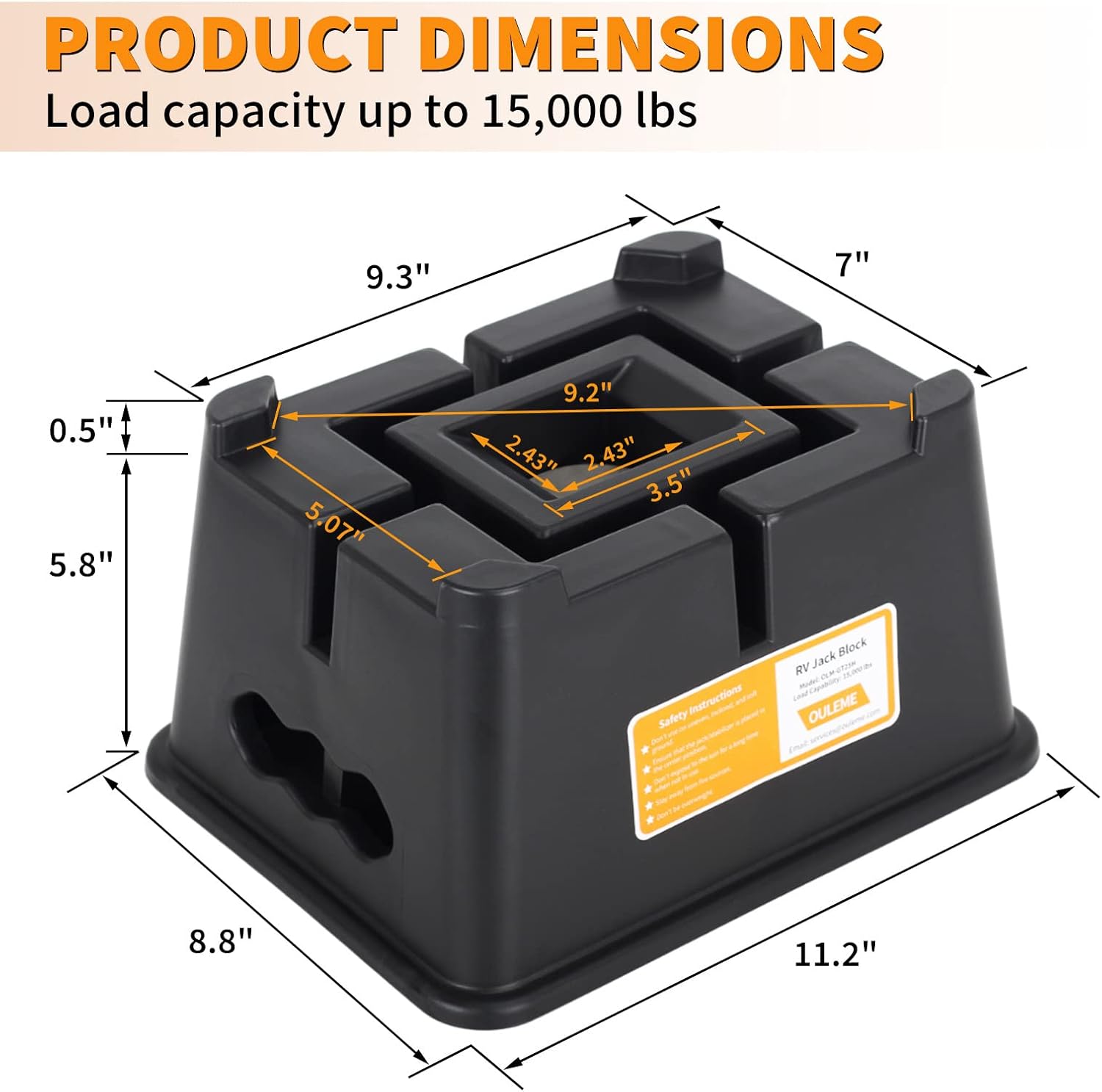 Thumbnail 1 de OULEME Heavy Duty Trailer Jack Block for RV, Camper, 5th Wheel (Supports up to 15,000 lbs)