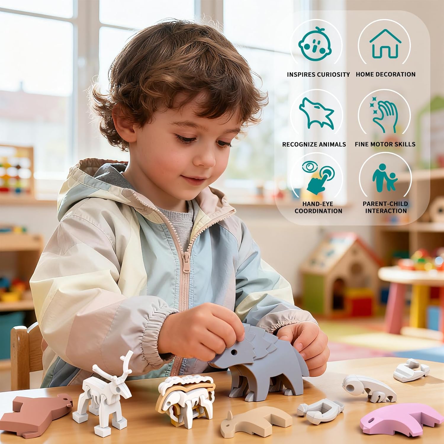 Detalle 2 de Magnetic Animal Building Toys: 4-Species 3D STEM Puzzle for Kids