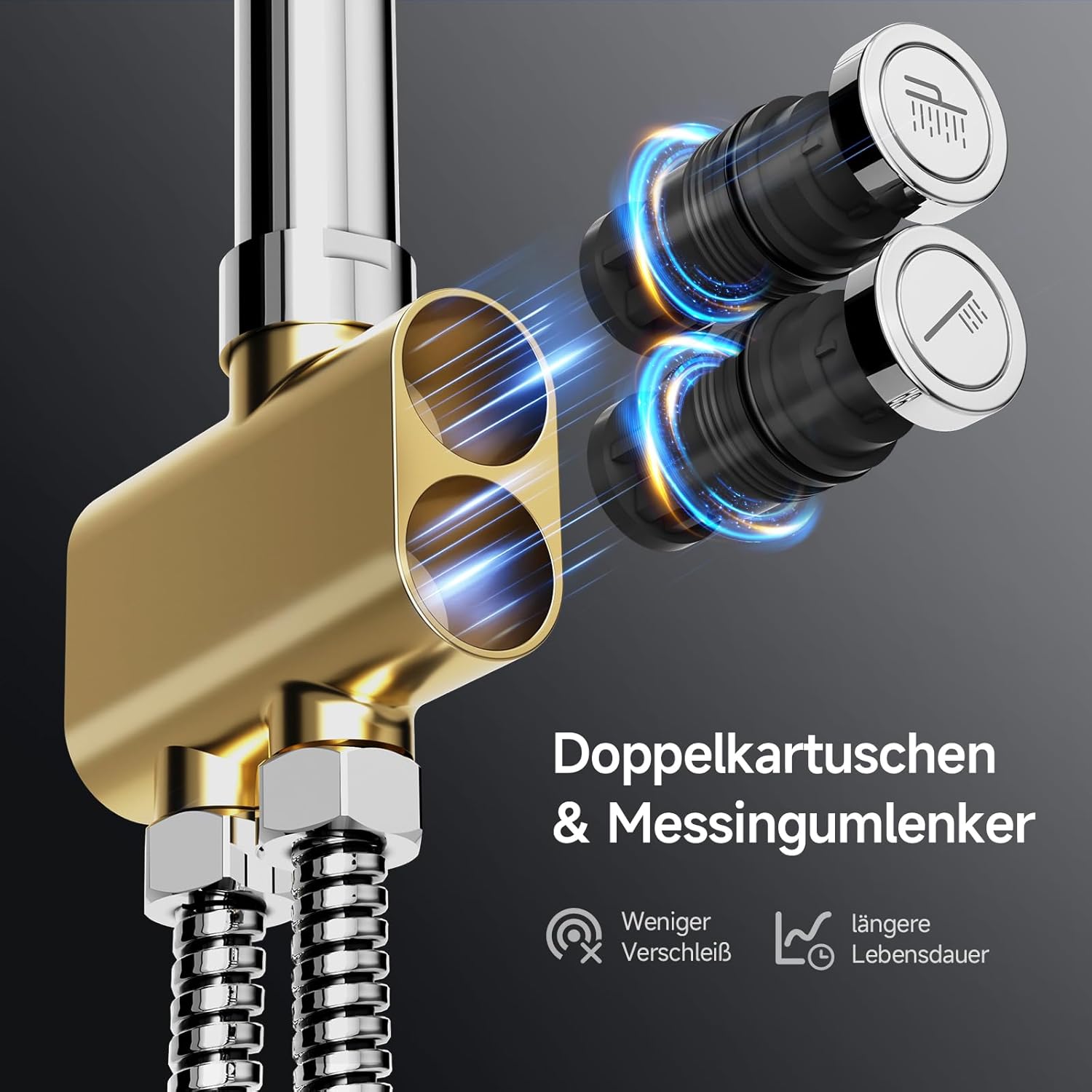Thumbnail 2 de Rainsworth Regendusche Chrome – Regenduschekopf 25 × 25 cm, 3 Strahlarten, Duschsystem ohne Armatur
