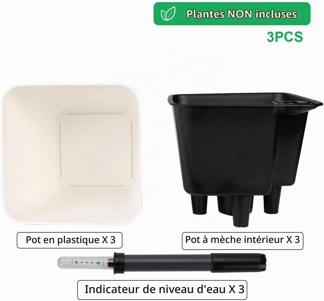 Thumbnail 3 de T4U L1-PG1677-S-WT-3-FBA zelfbewaterende plantenpotten, 13 cm, wit, set van 3