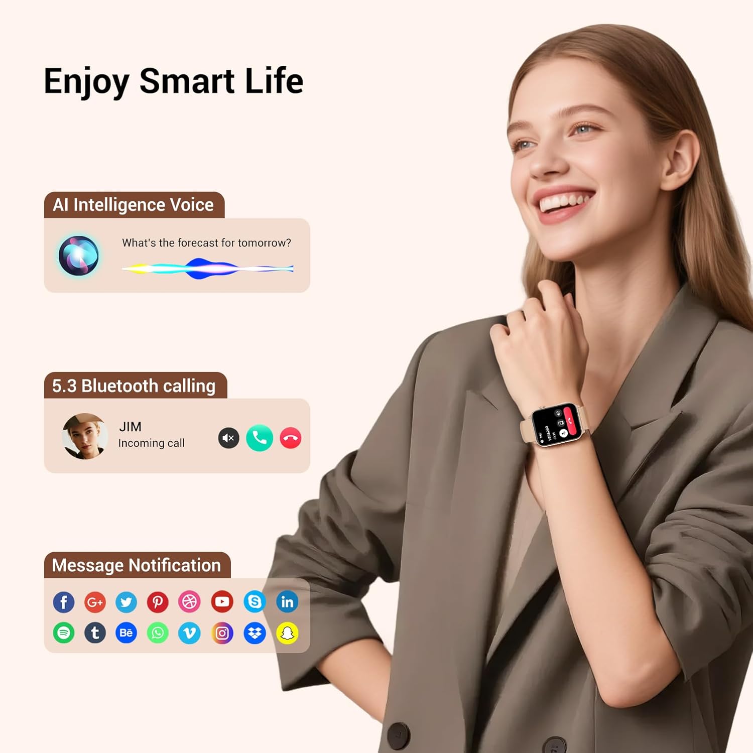 Thumbnail 2 de Baolubao Smart Watch for Women & Men: 1.91" HD Display, 100+ Sports Modes, ECG-free Health Tracking & LED Flashlight