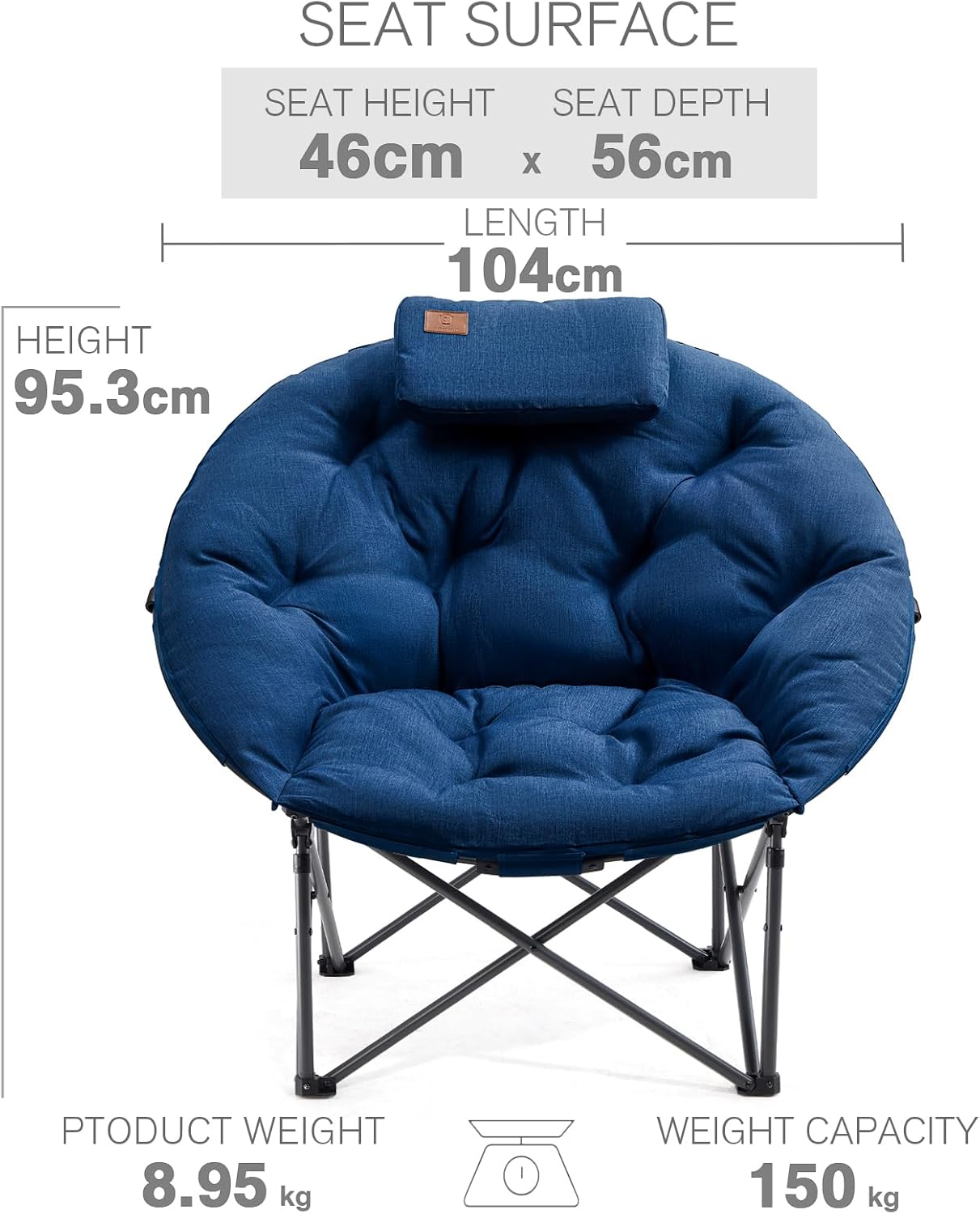 Thumbnail 2 de EVER ADVANCED XL Moon Chair for Adults with 6cm Padded Seat and High Back (up to 150kg), Blue