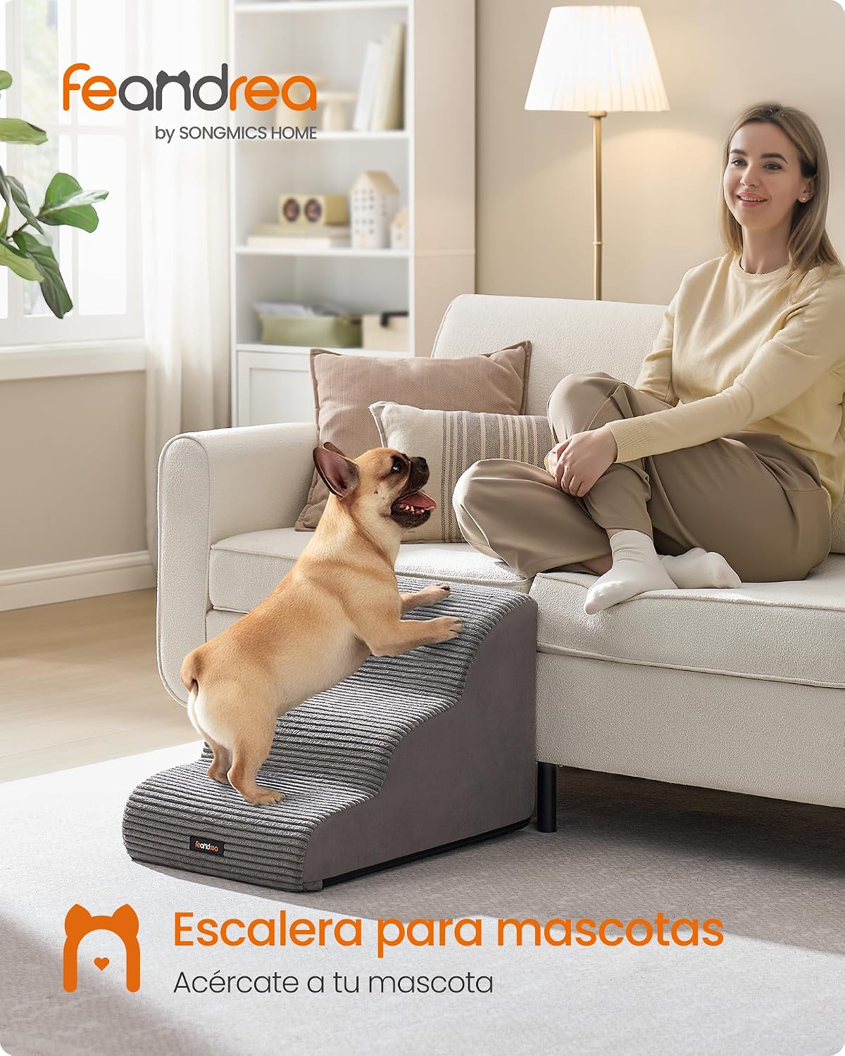 Detalle 2 de Feandrea Escalera para Perros de 3 Peldaños 43 cm