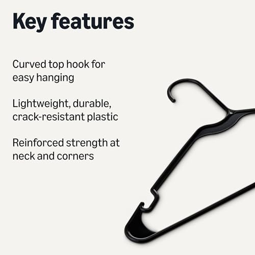 Thumbnail 1 de Amazon Basics Plastic Clothes Hangers, Adult Size, Black, Pack of 50