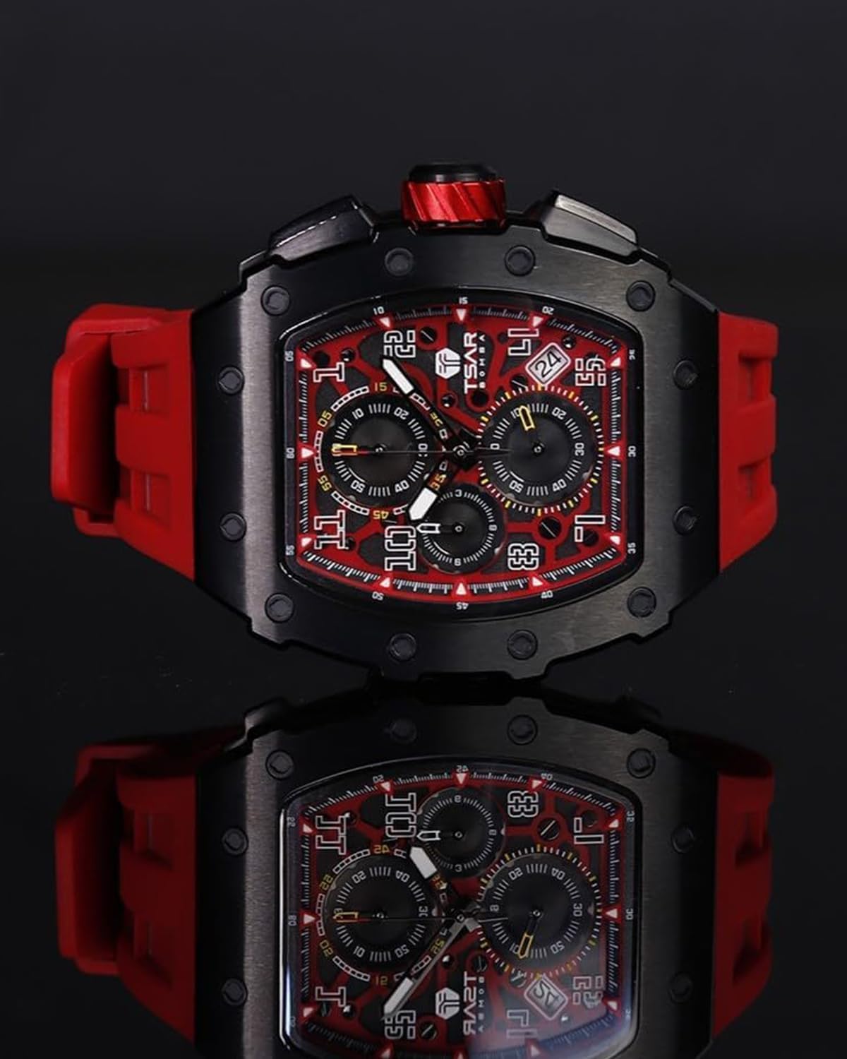 Thumbnail 6 de TSAR BOMBA Montre de luxe pour homme à quartz japonais, étanche 50 m, affichage de la date