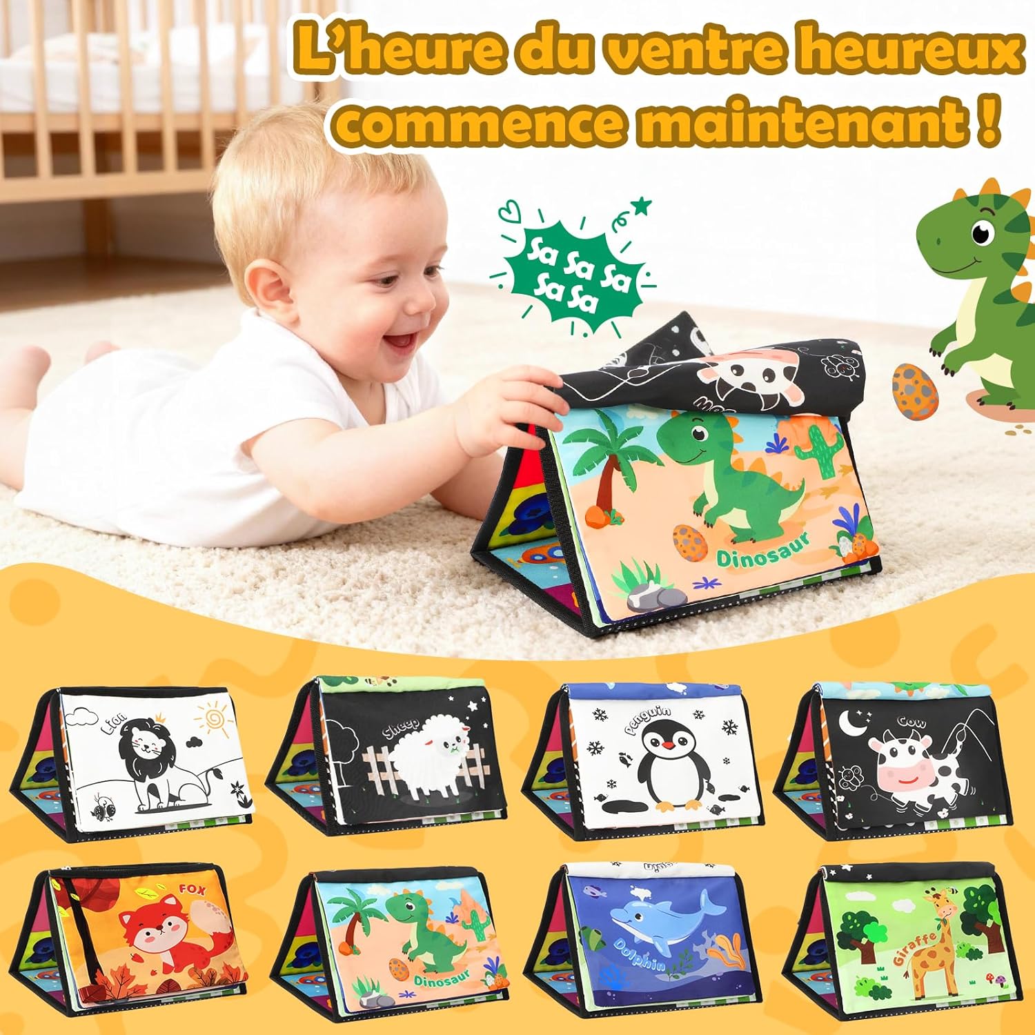 Thumbnail 5 de BBWOO Grand Livre Pliable Montessori 0–12 Mois: Tummy Time avec Miroir et Dentition Sensorielle
