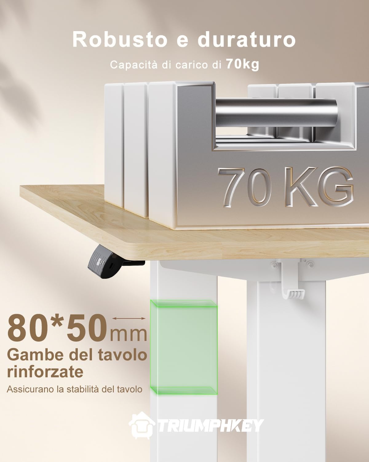 Thumbnail 5 de TRIUMPHKEY Scrivania elettrica regolabile in altezza 180 x 80 cm con USB, 3 memorie