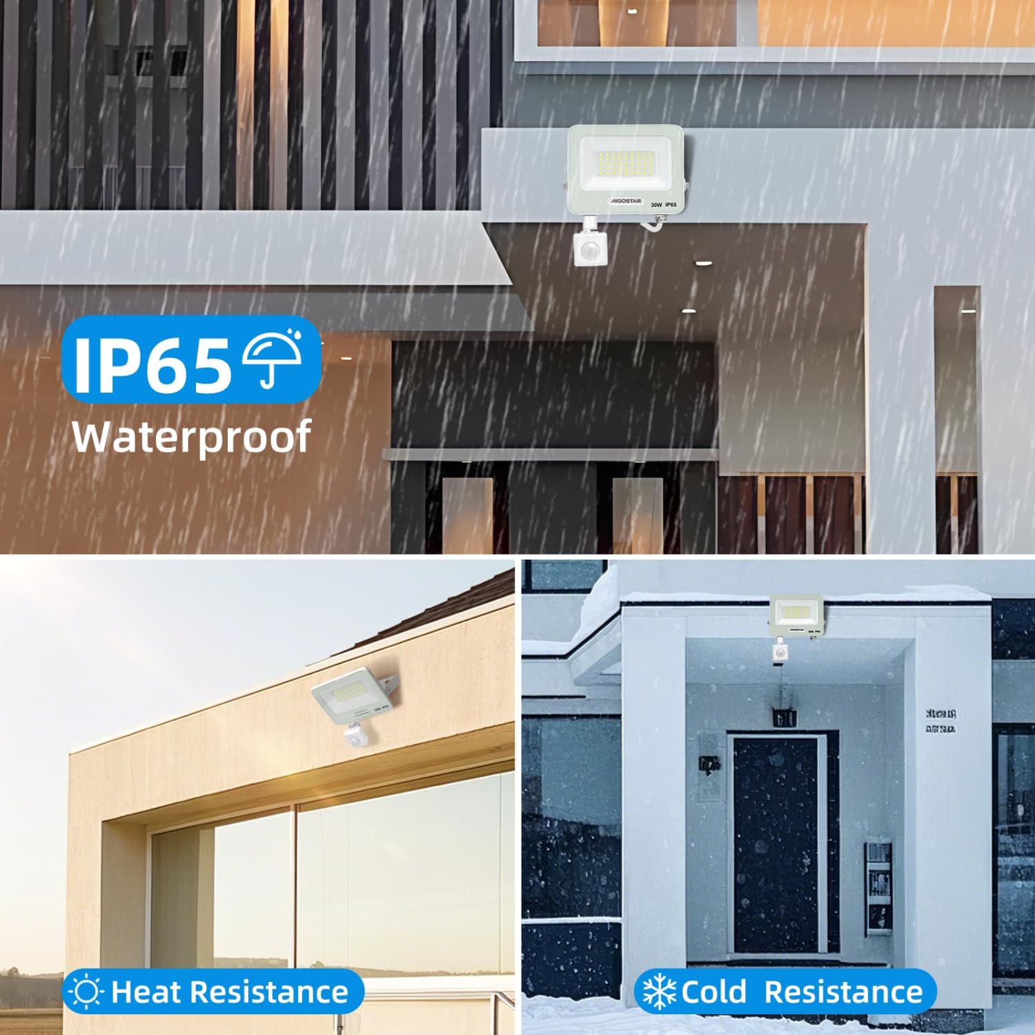 Thumbnail 3 de Aigostar faretto LED da esterno 30W con sensore di movimento PIR (2 pezzi) IP65, bianco freddo 6500K