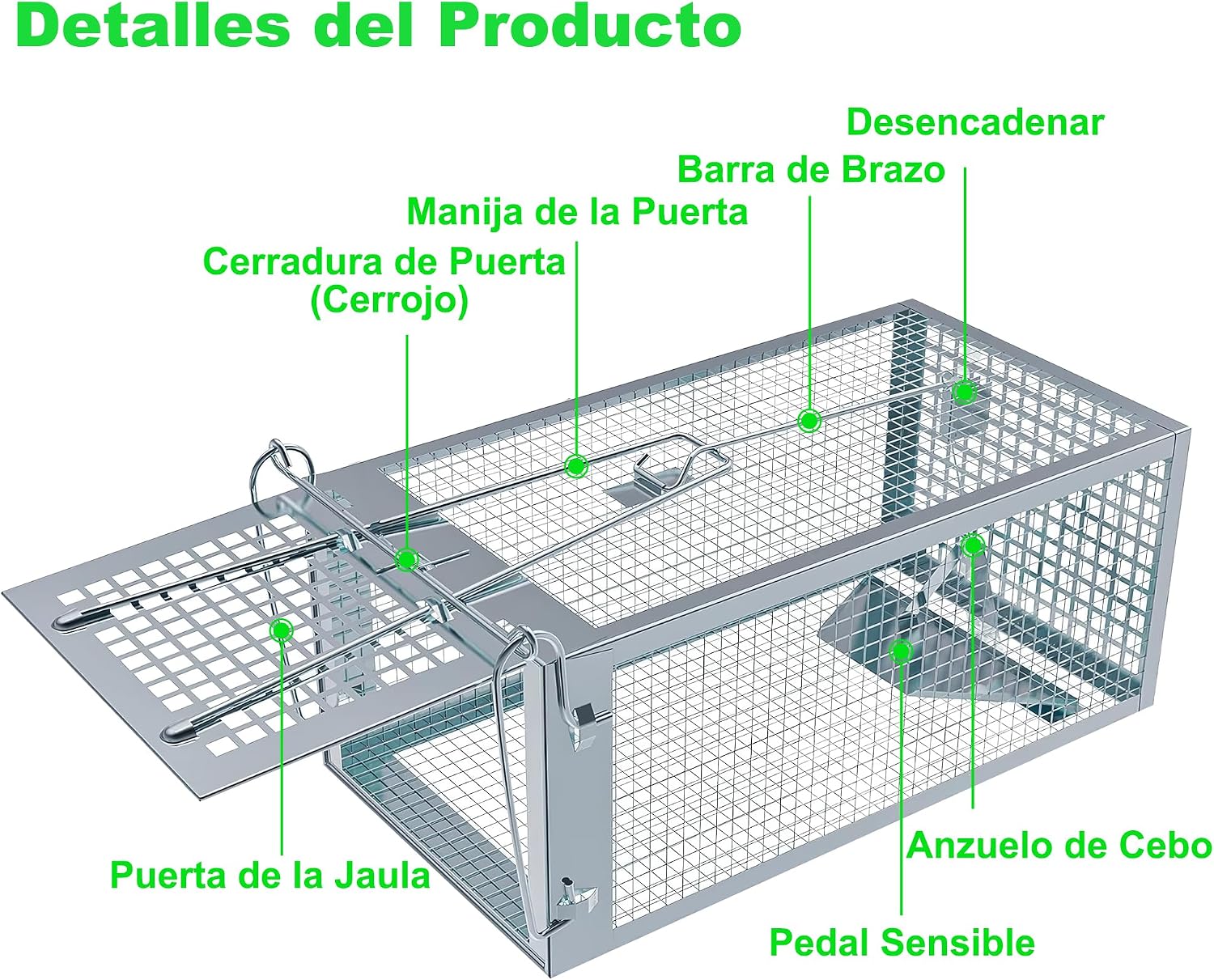 Detalle 2 de Trampa para Ratones Vivo SARSTRY 2 piezas XL – Trampa reutilizable 27×14×12 cm para interiores y exteriores